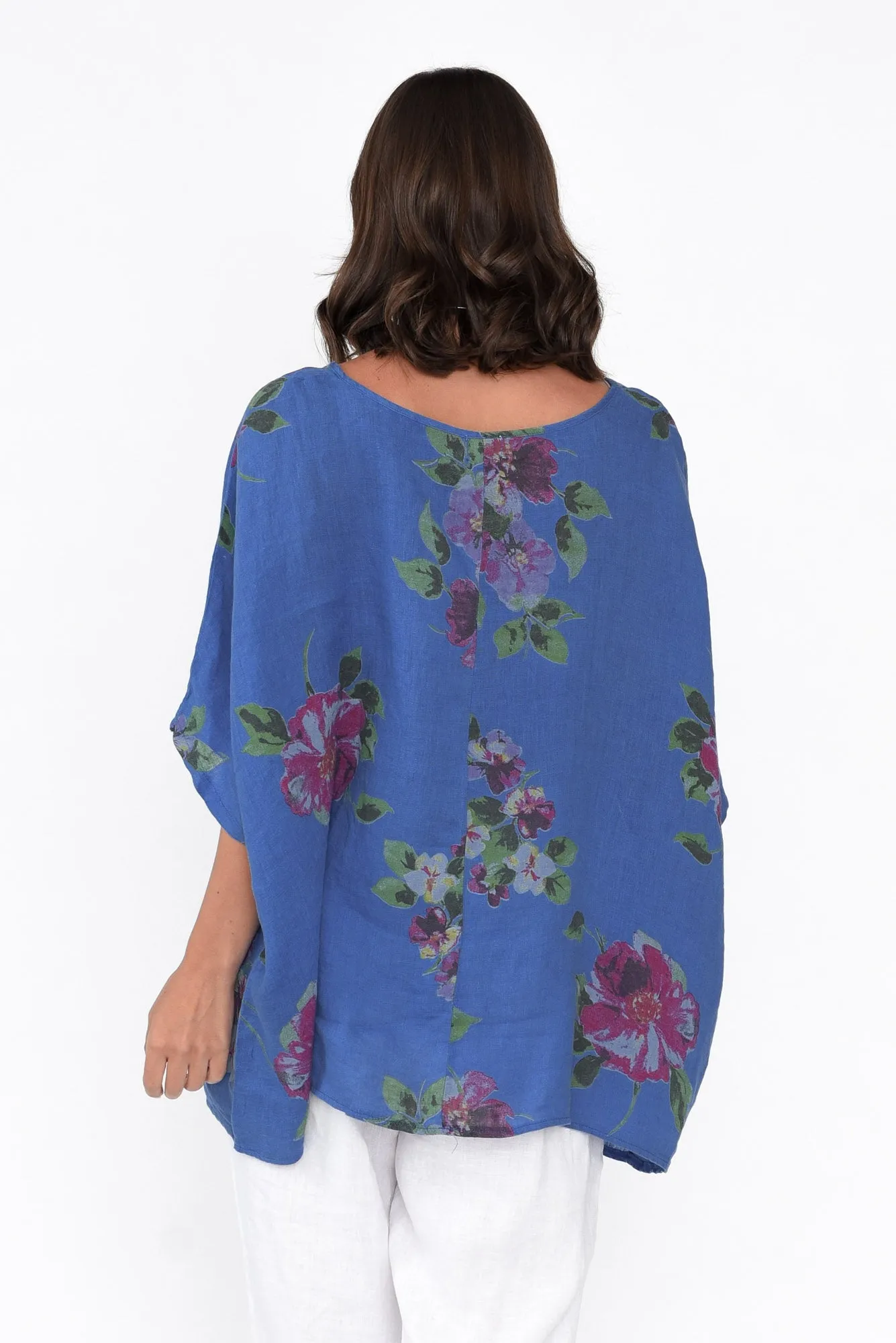 Martine Cobalt Flower Linen Top sold by Blue Bungalow product image thumbnail 5