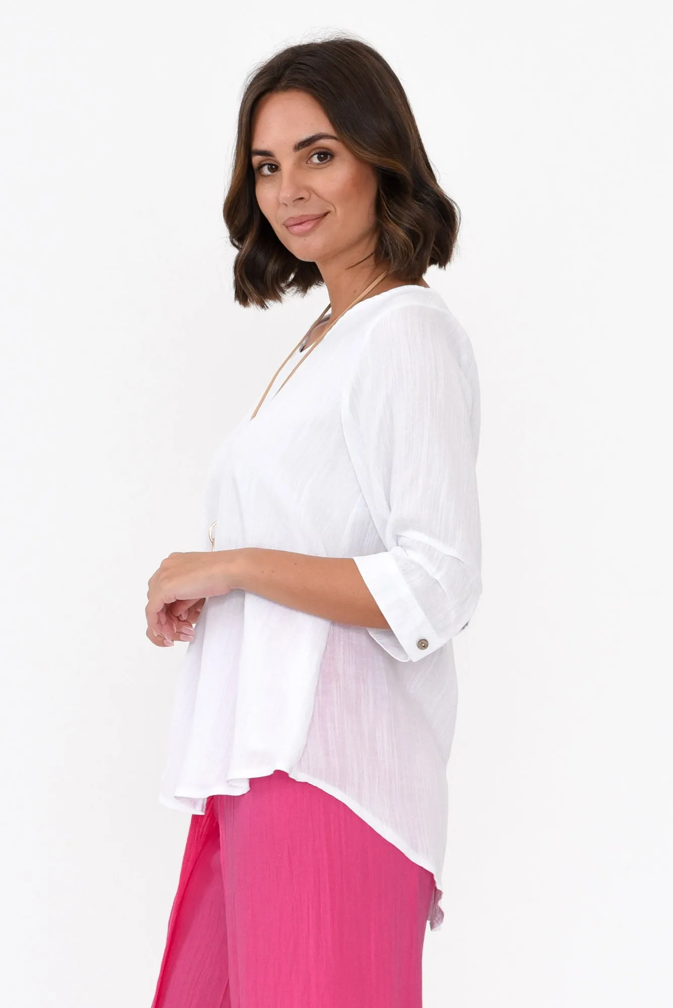 Gomez White Button Top sold by Blue Bungalow product image thumbnail 3