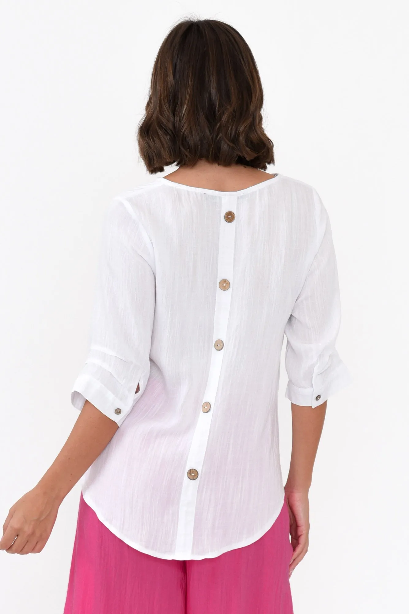 Gomez White Button Top sold by Blue Bungalow product image thumbnail 4
