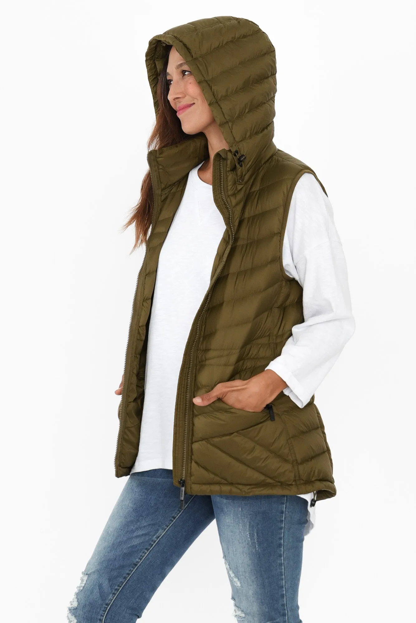 Maryclaire Khaki Down Puffer Vest sold by Blue Bungalow product image thumbnail 4
