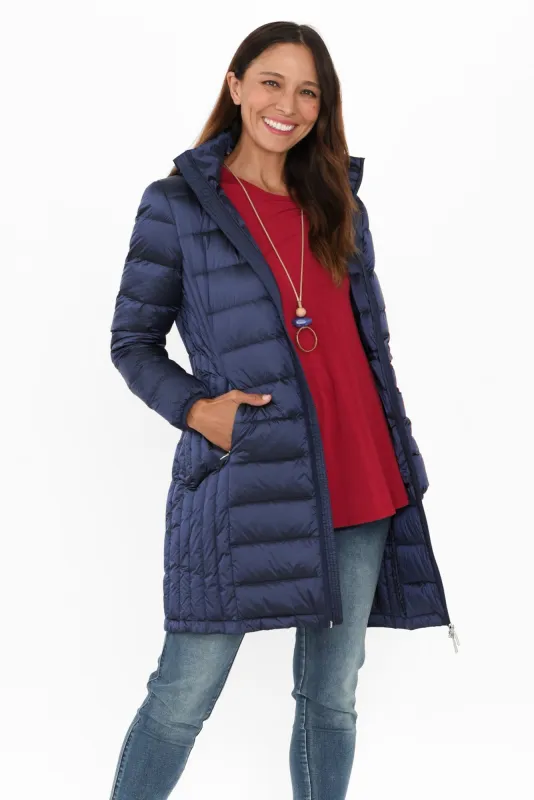 Sarah Navy Down Puffer Jacket sold by Blue Bungalow