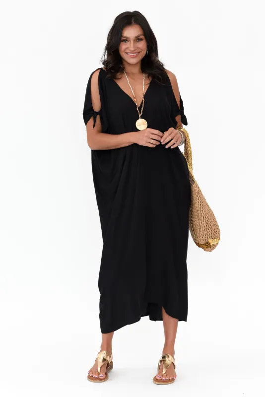 Miranda Black Cold Shoulder Kaftan sold by Blue Bungalow