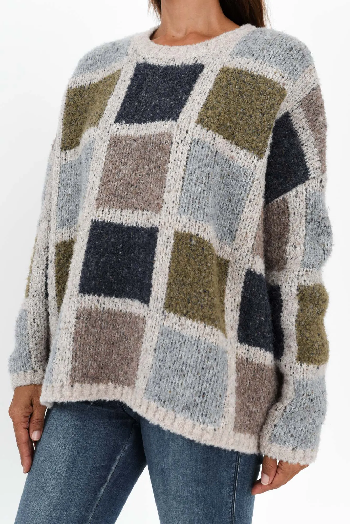 Payton Natural Check Box Jumper sold by Blue Bungalow product image thumbnail 5