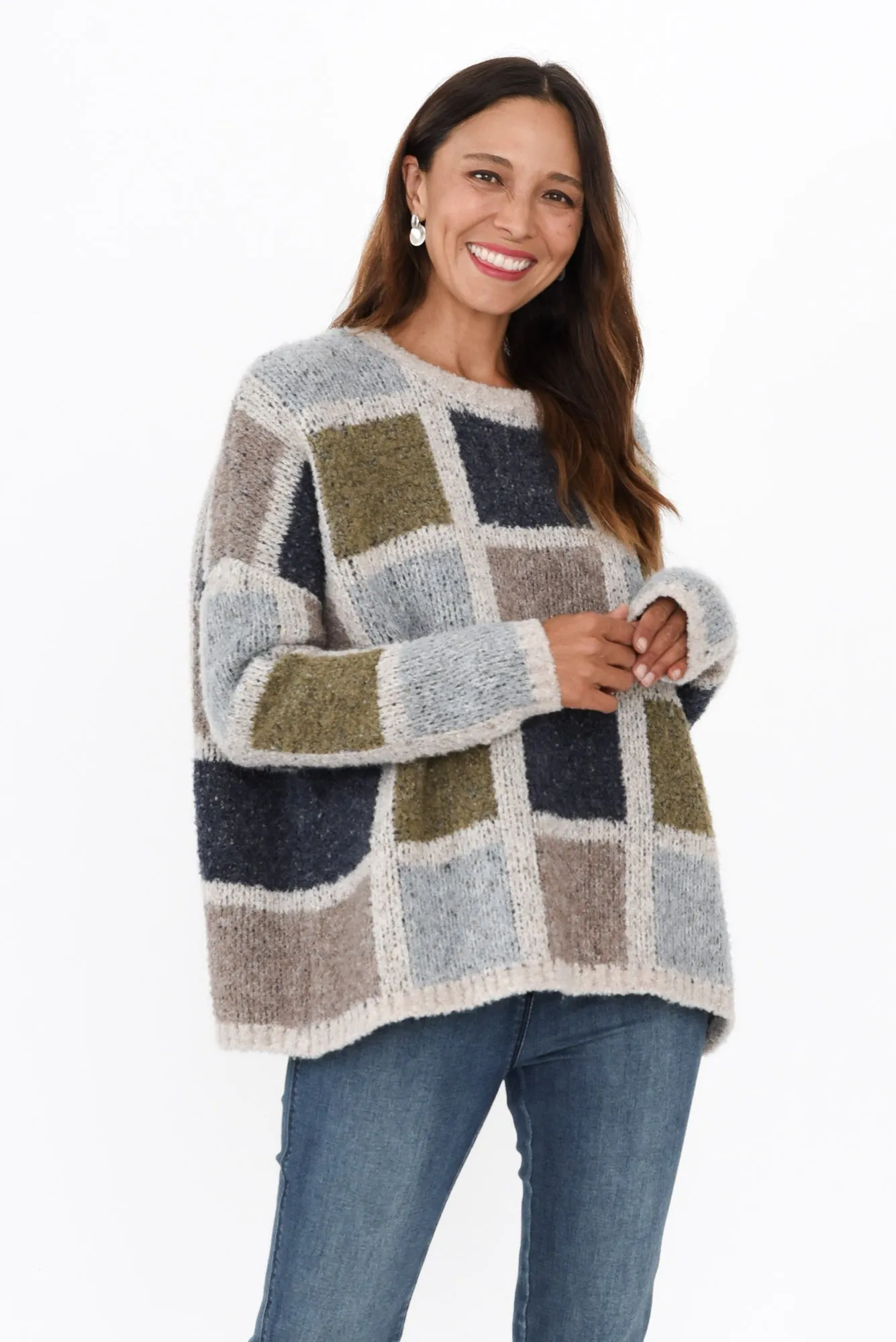 Payton Natural Check Box Jumper sold by Blue Bungalow