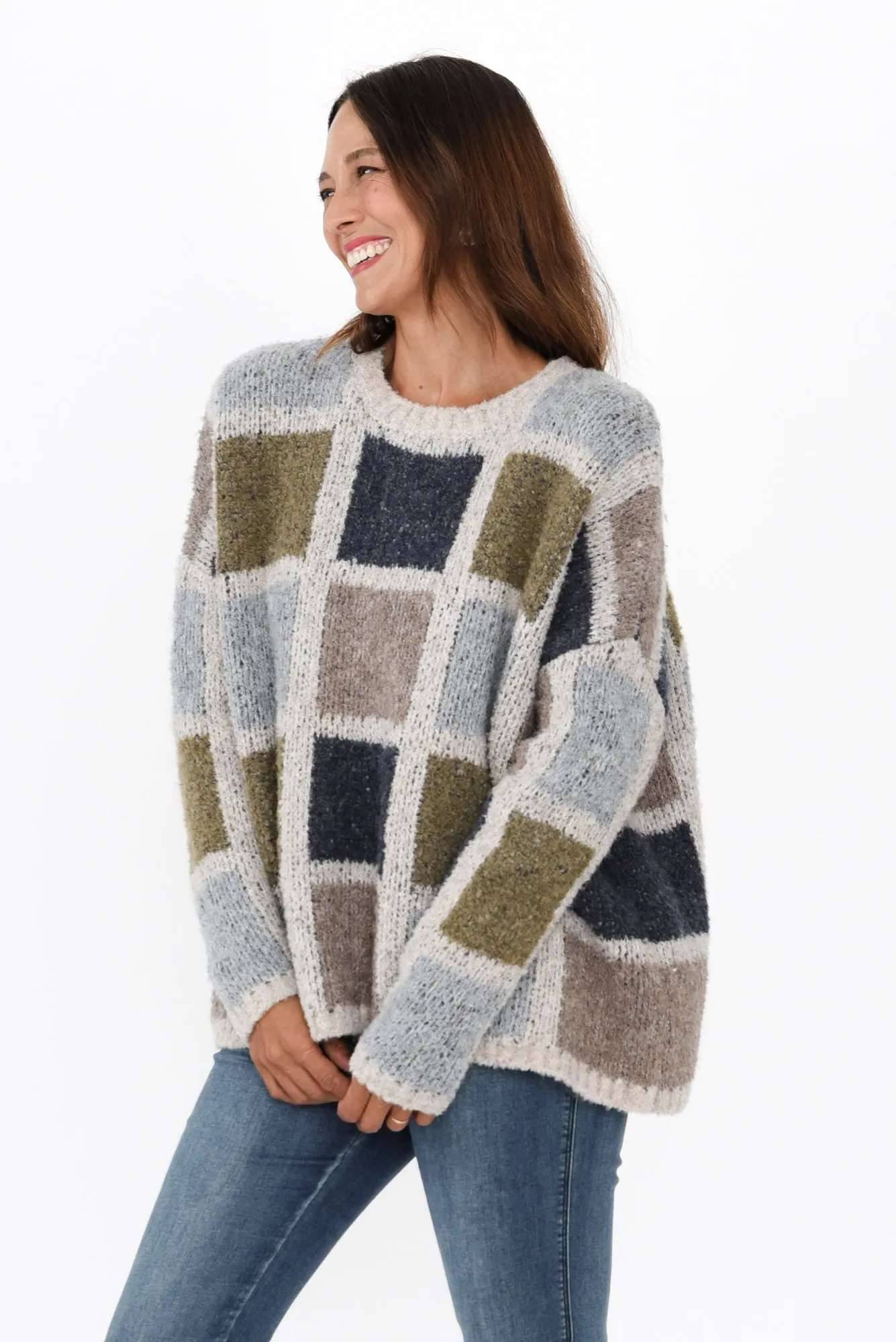 Payton Natural Check Box Jumper sold by Blue Bungalow product image thumbnail 3