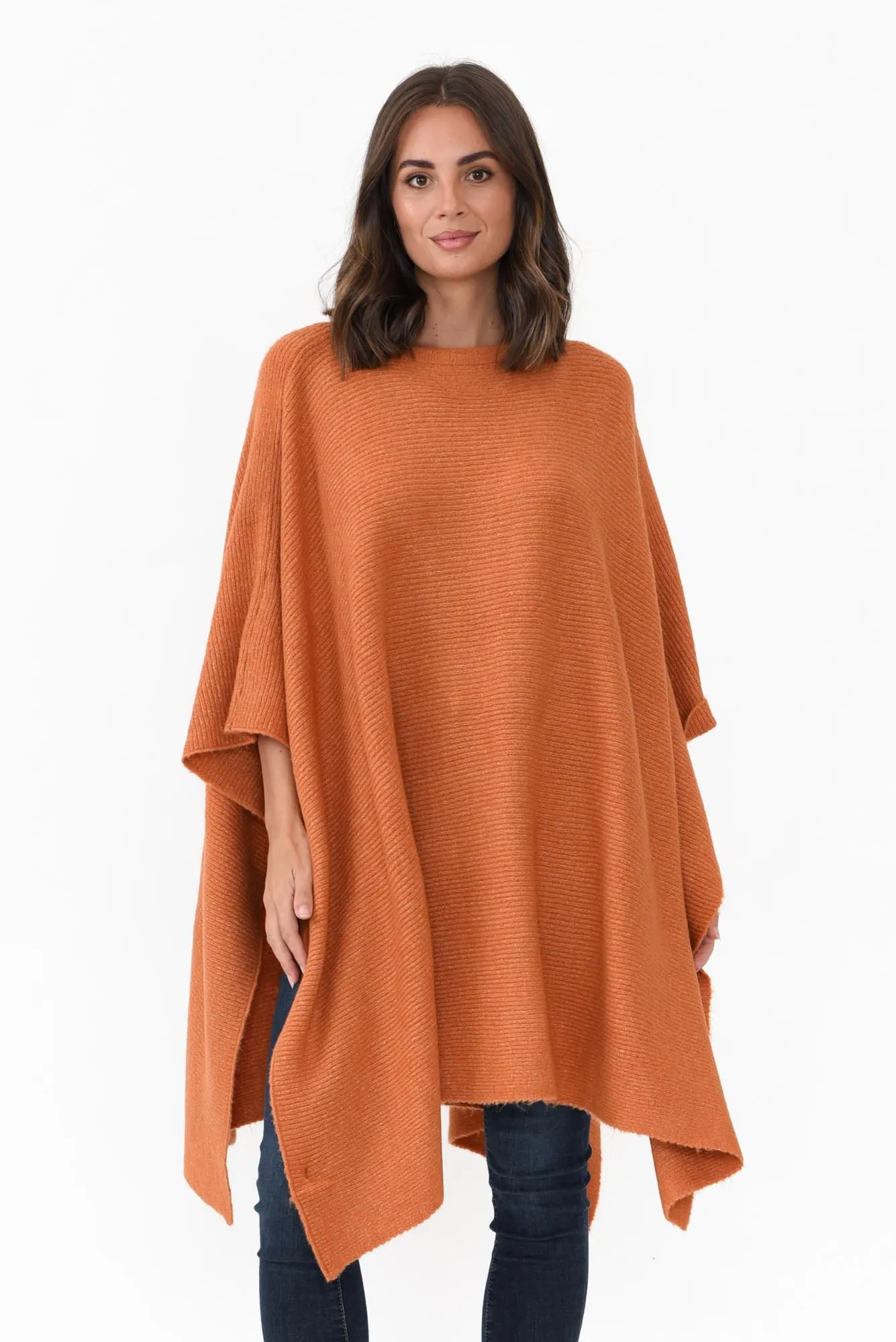 Addie Rust Wool Blend Poncho sold by Blue Bungalow product image thumbnail 2
