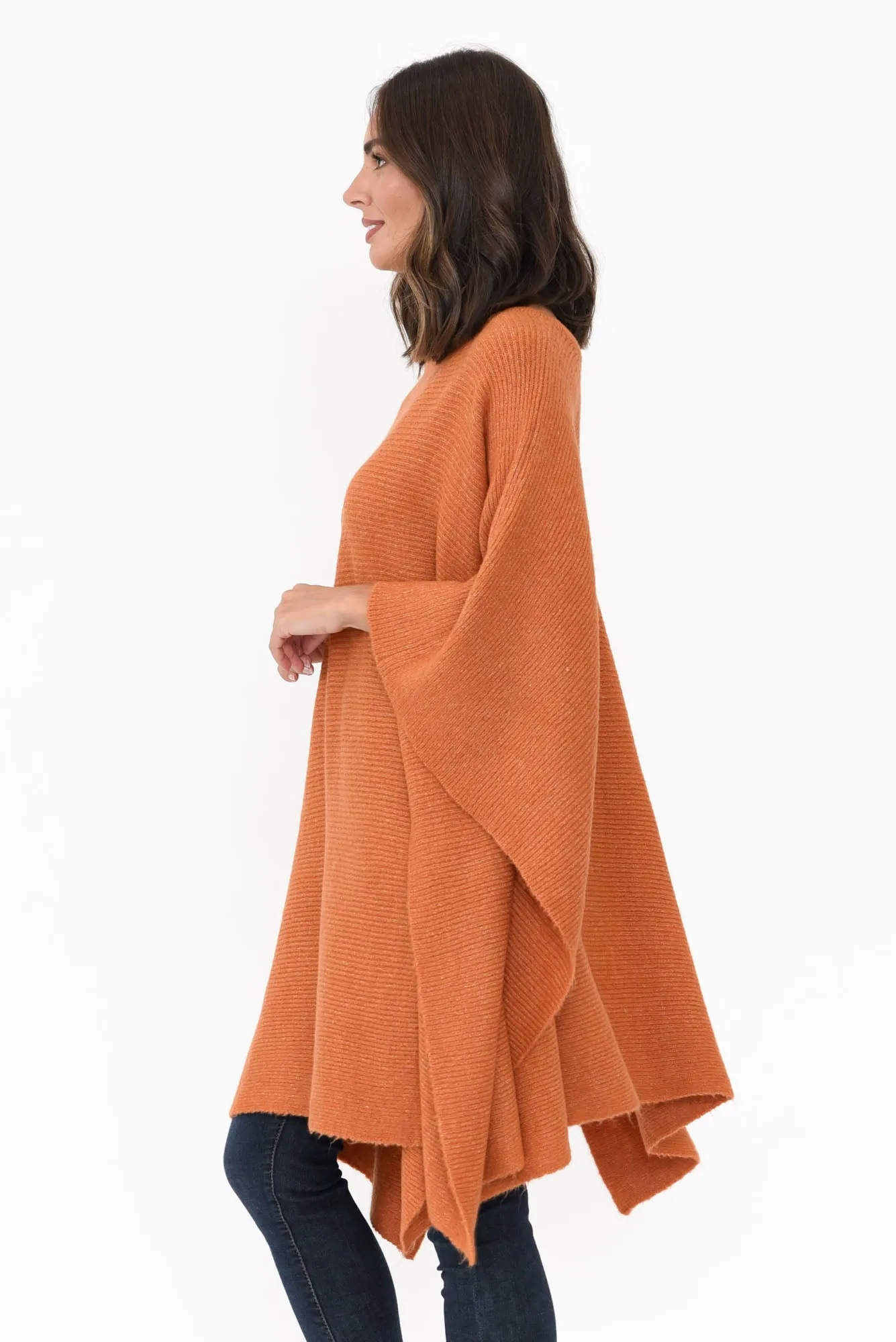 Addie Rust Wool Blend Poncho sold by Blue Bungalow product image thumbnail 5