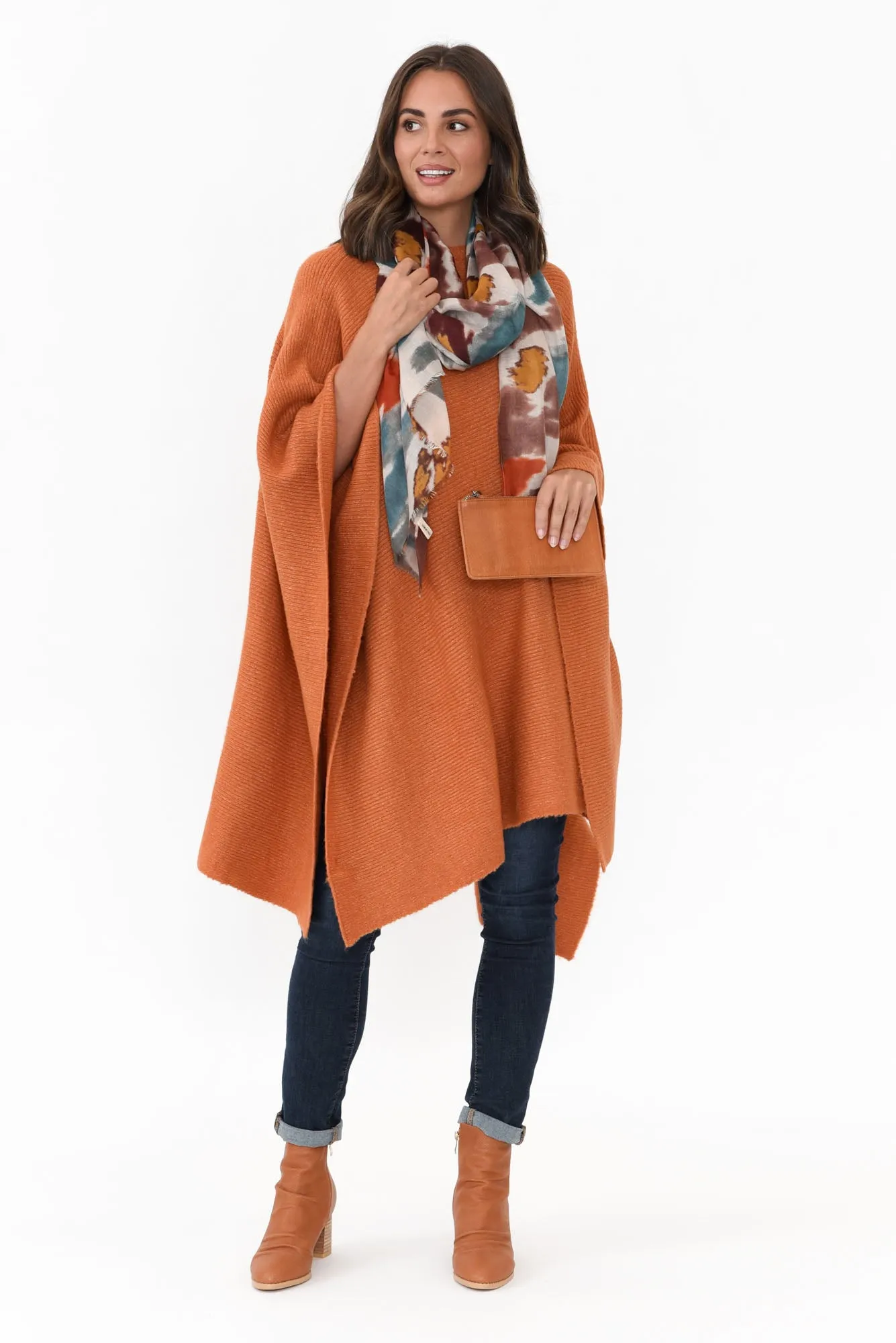 Addie Rust Wool Blend Poncho sold by Blue Bungalow product image thumbnail 3