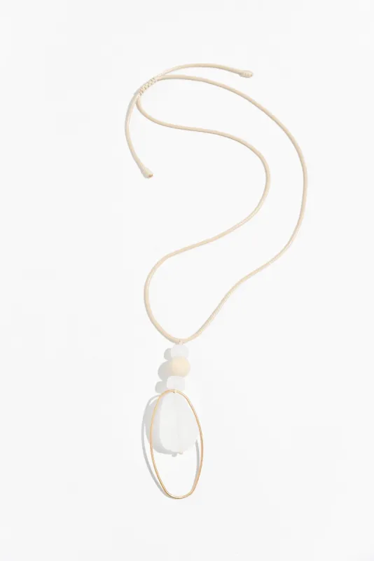 Orsola White Beaded Pendant Necklace sold by Blue Bungalow