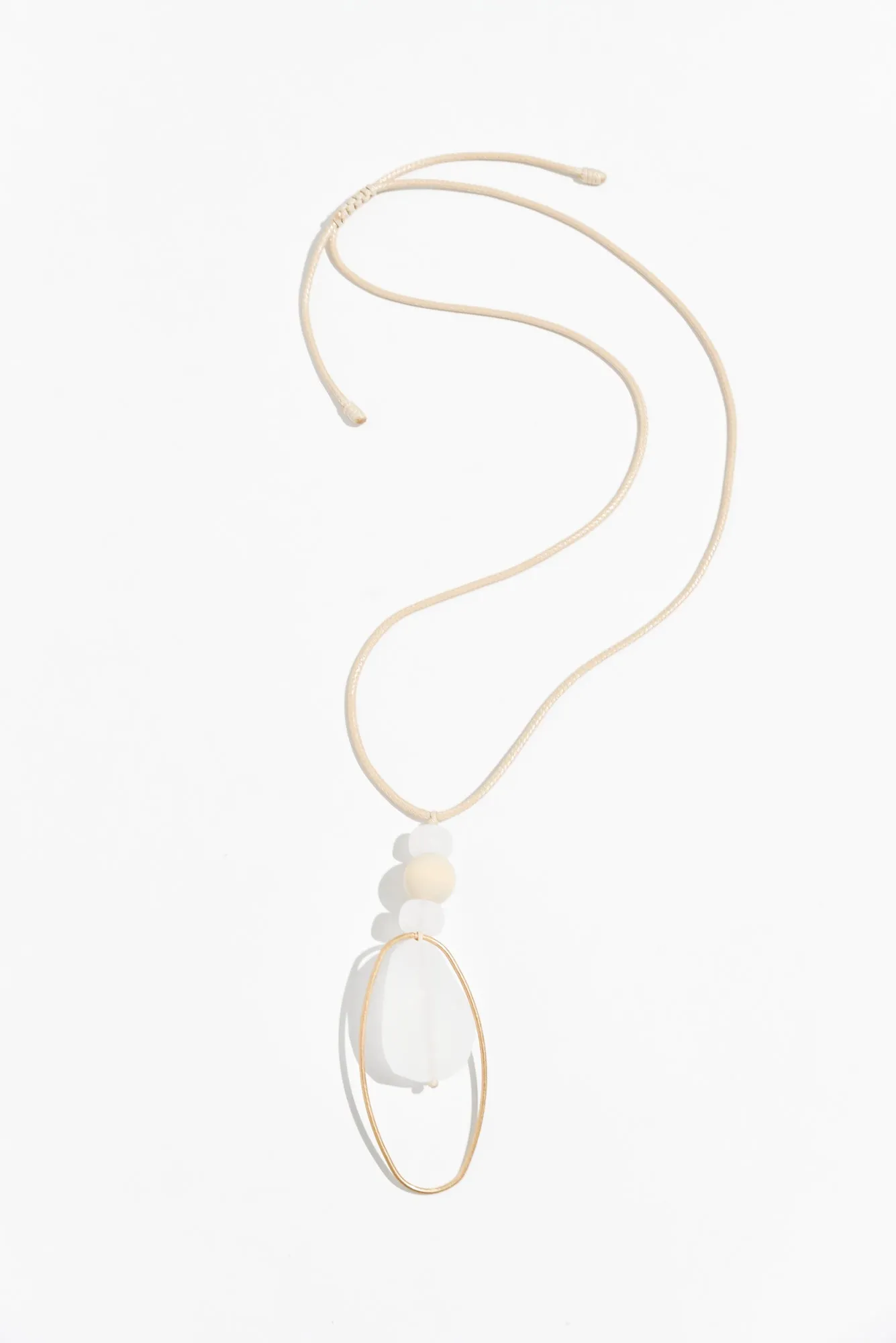 Orsola White Beaded Pendant Necklace sold by Blue Bungalow