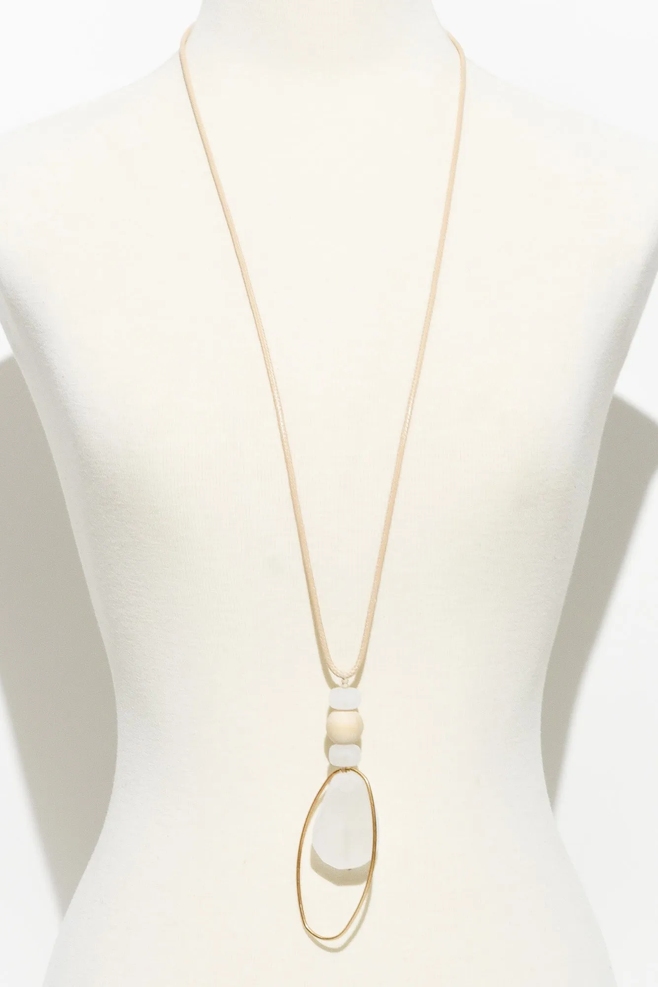 Orsola White Beaded Pendant Necklace sold by Blue Bungalow product image thumbnail 2