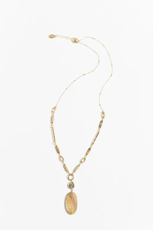 Zelma Gold Beaded Pendant Necklace sold by Blue Bungalow