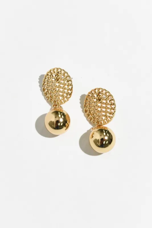 Hilma Gold Ball Drop Earrings sold by Blue Bungalow