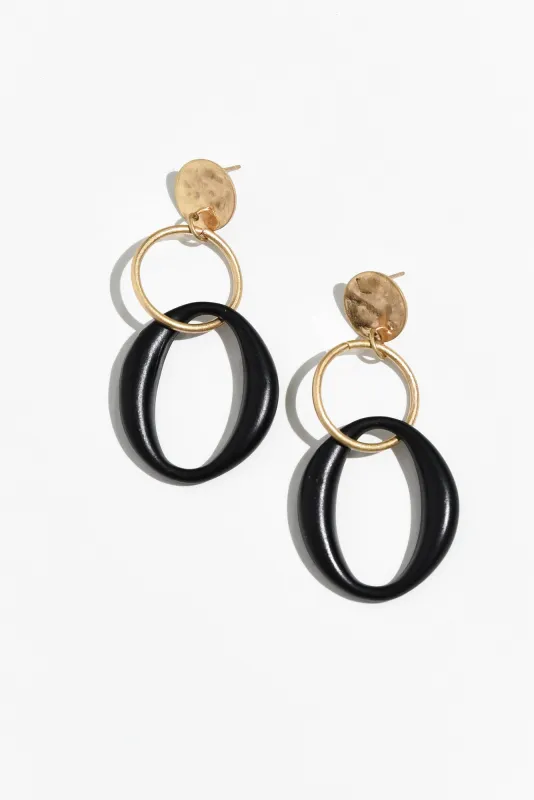 Kenisha Black Ring Drop Earrings sold by Blue Bungalow