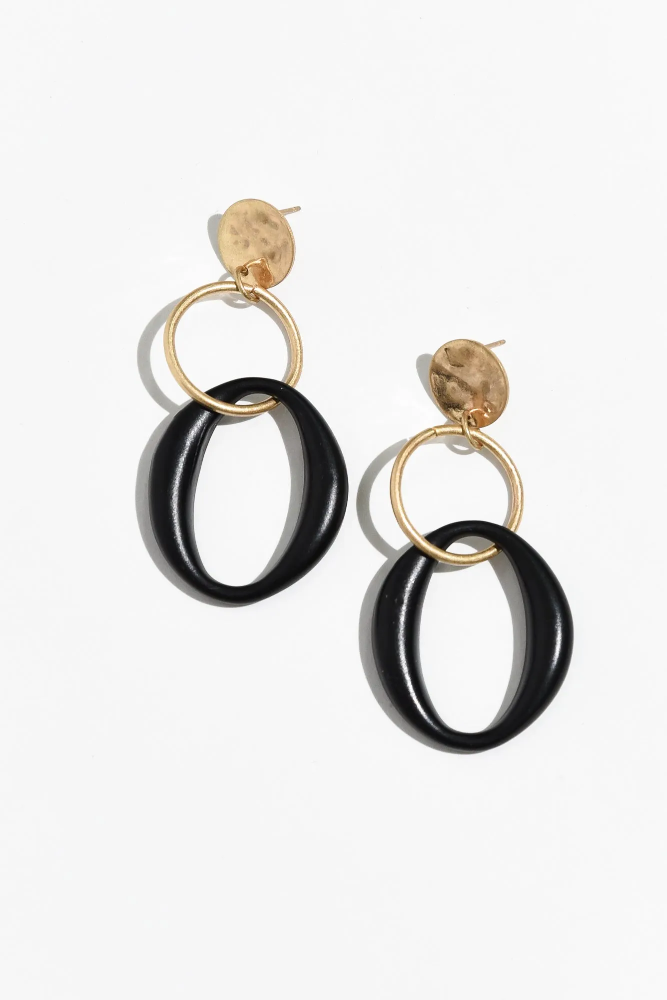 Kenisha Black Ring Drop Earrings sold by Blue Bungalow