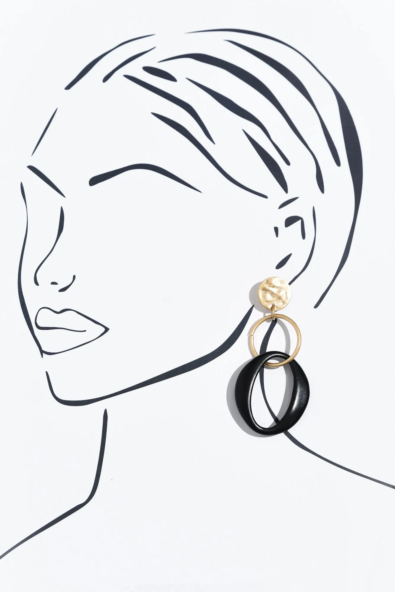 Kenisha Black Ring Drop Earrings sold by Blue Bungalow product image thumbnail 2