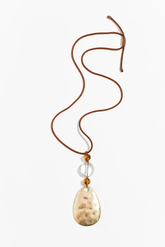 Gene Gold Teardrop Pendant Necklace sold by Blue Bungalow