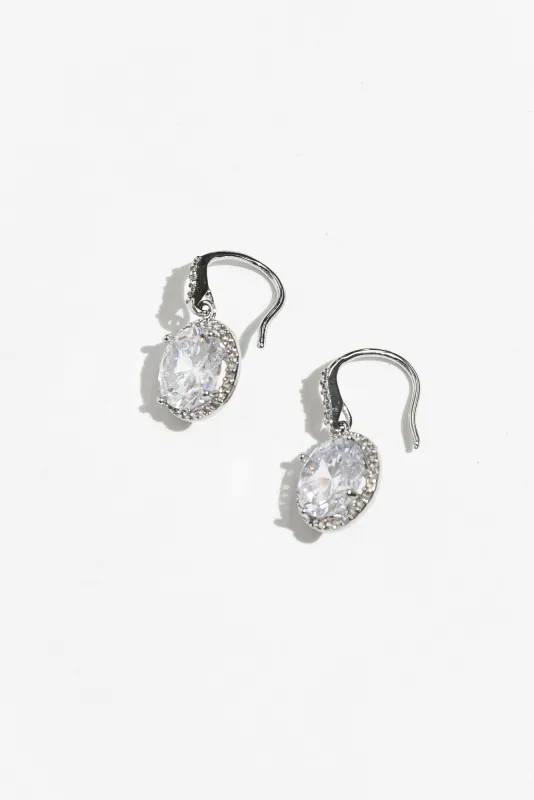 Merle Silver Diamante Drop Earrings sold by Blue Bungalow