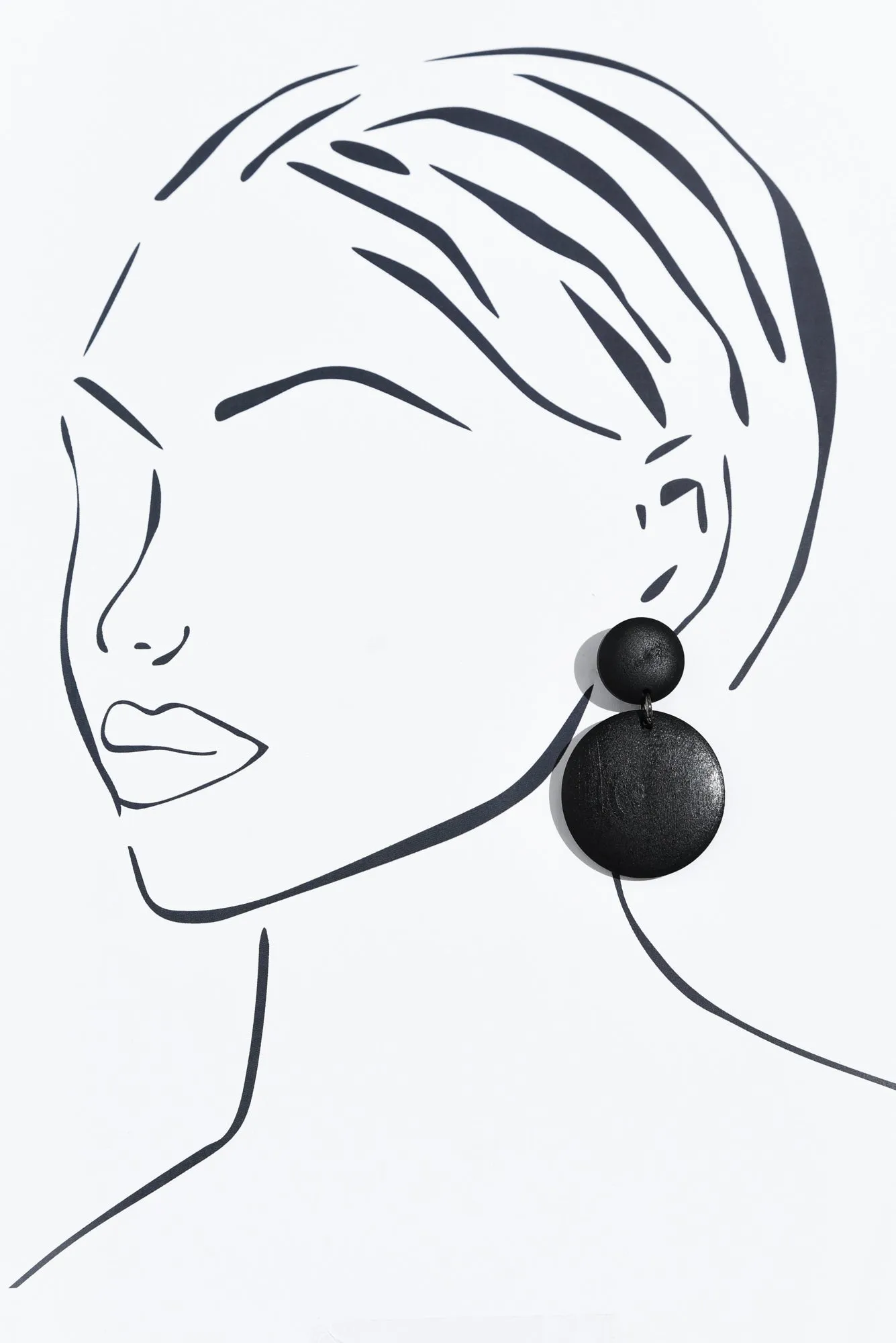 Akori Black Wood Circle Earrings sold by Blue Bungalow product image thumbnail 2