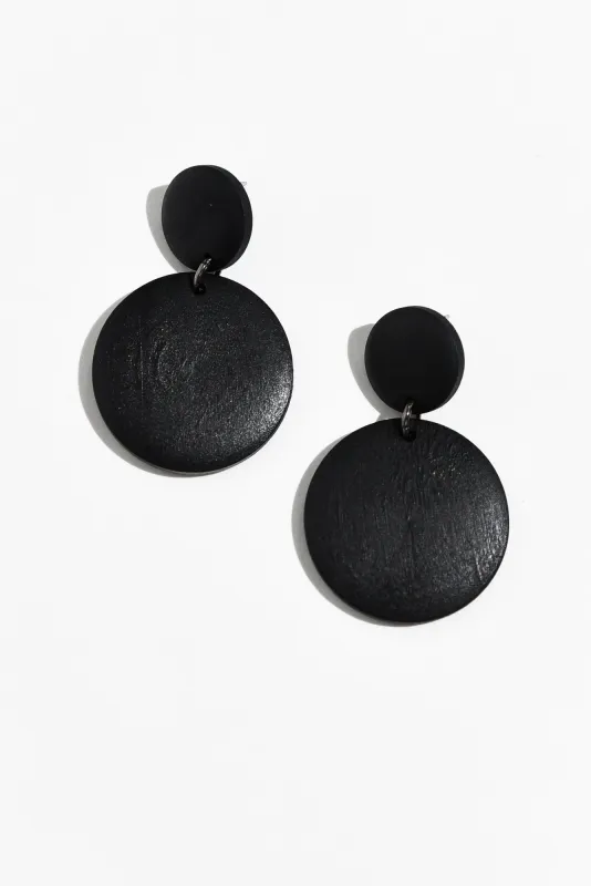 Akori Black Wood Circle Earrings sold by Blue Bungalow