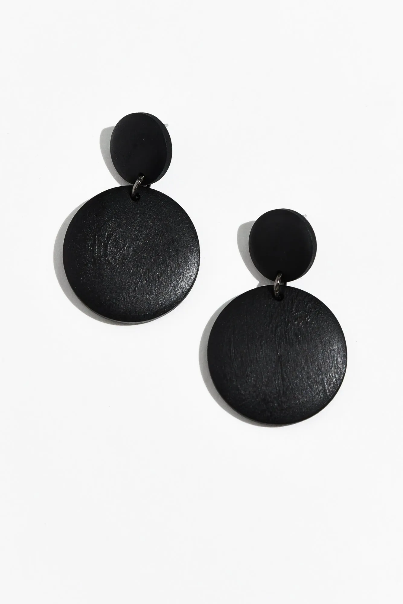 Akori Black Wood Circle Earrings sold by Blue Bungalow