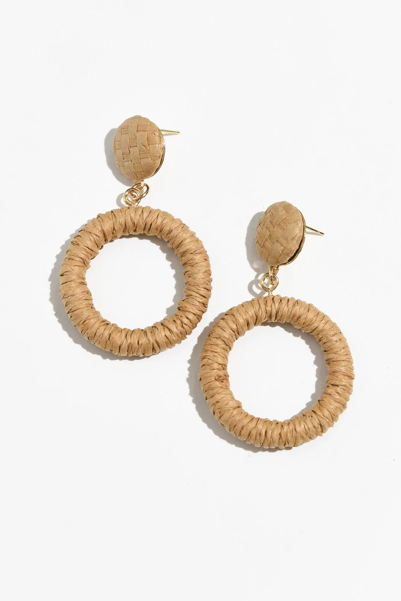 Regina Natural Straw Drop Earrings sold by Blue Bungalow