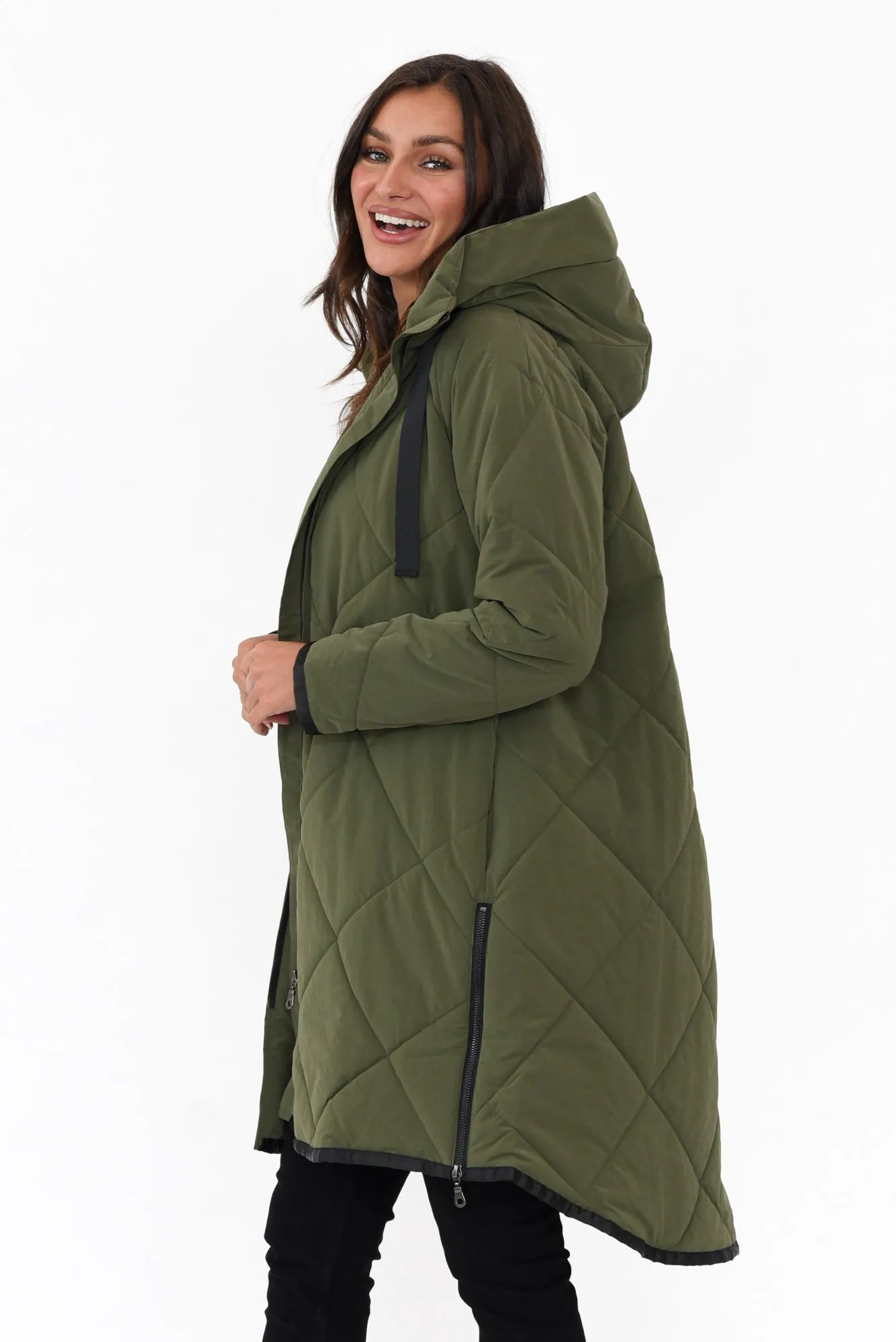 Ramsay Dark Green Quilted Puffer Coat sold by Blue Bungalow product image thumbnail 3
