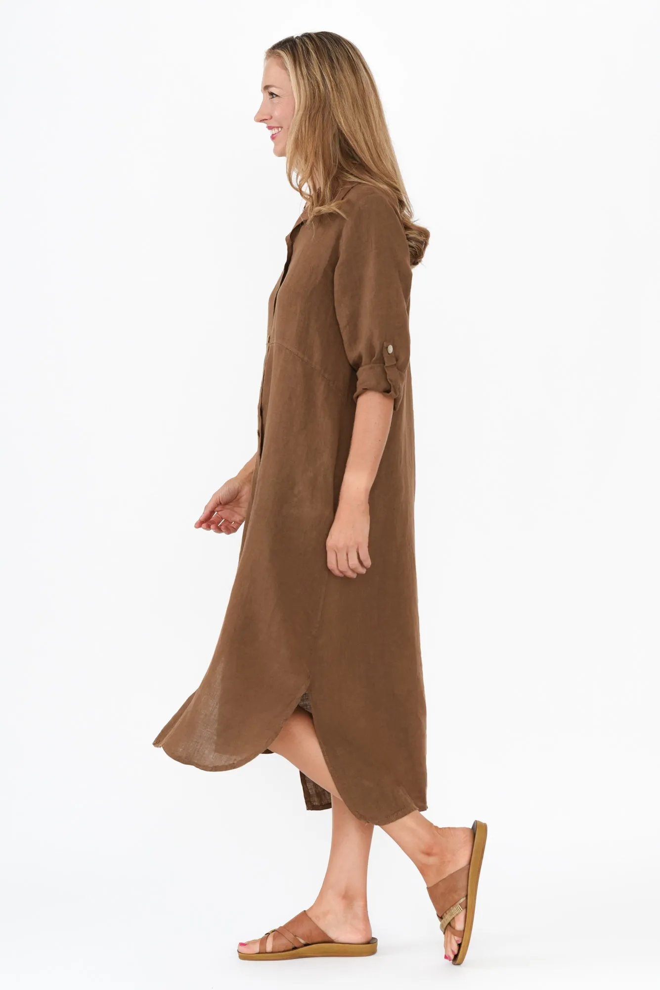 Elin Mocha Linen Shirt Dress sold by Blue Bungalow product image thumbnail 3