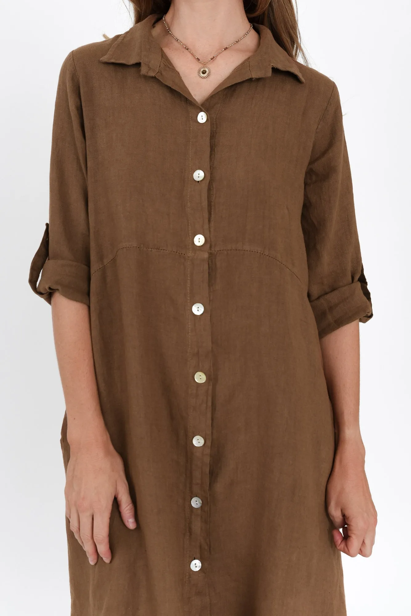 Elin Mocha Linen Shirt Dress sold by Blue Bungalow product image thumbnail 5