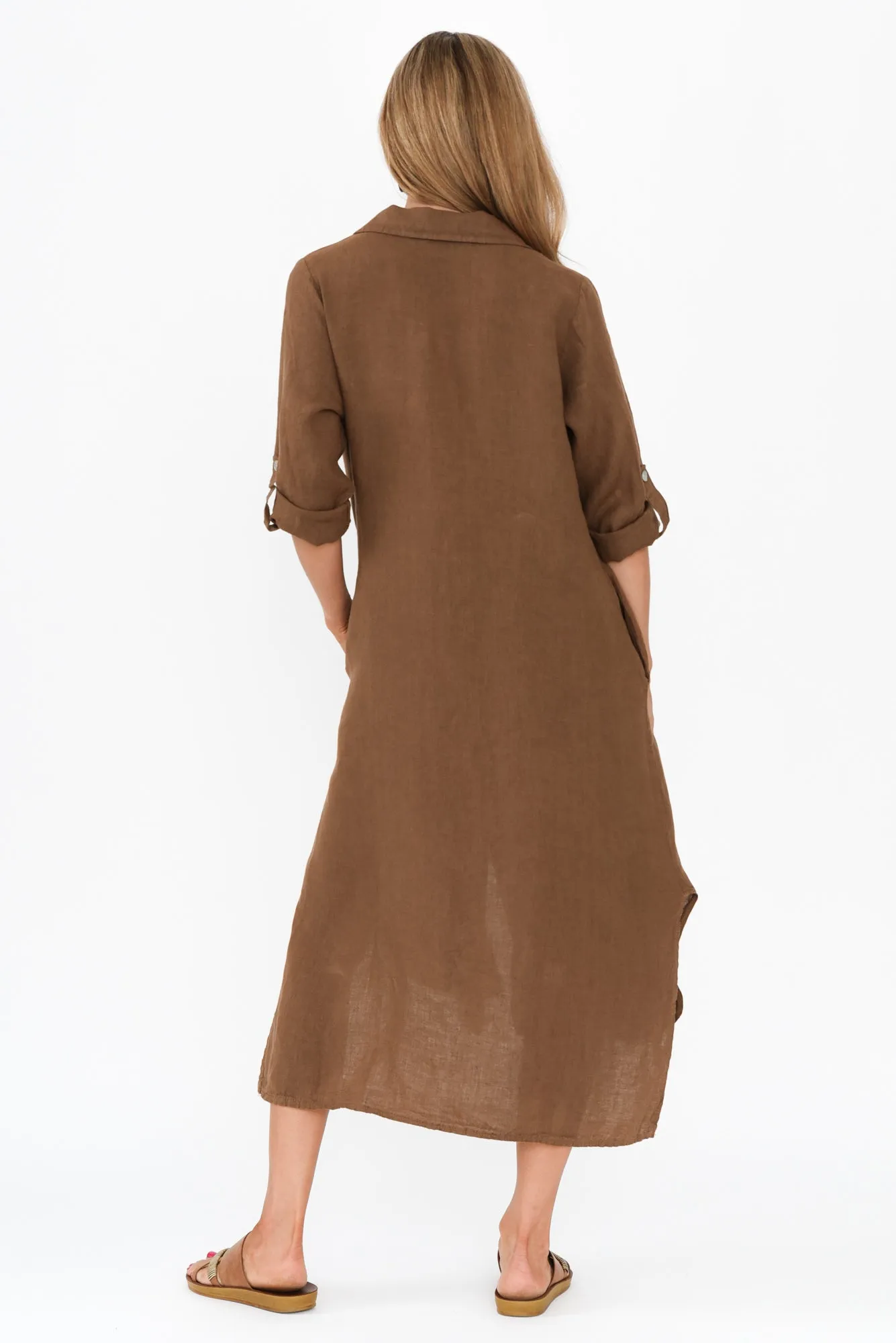 Elin Mocha Linen Shirt Dress sold by Blue Bungalow product image thumbnail 4
