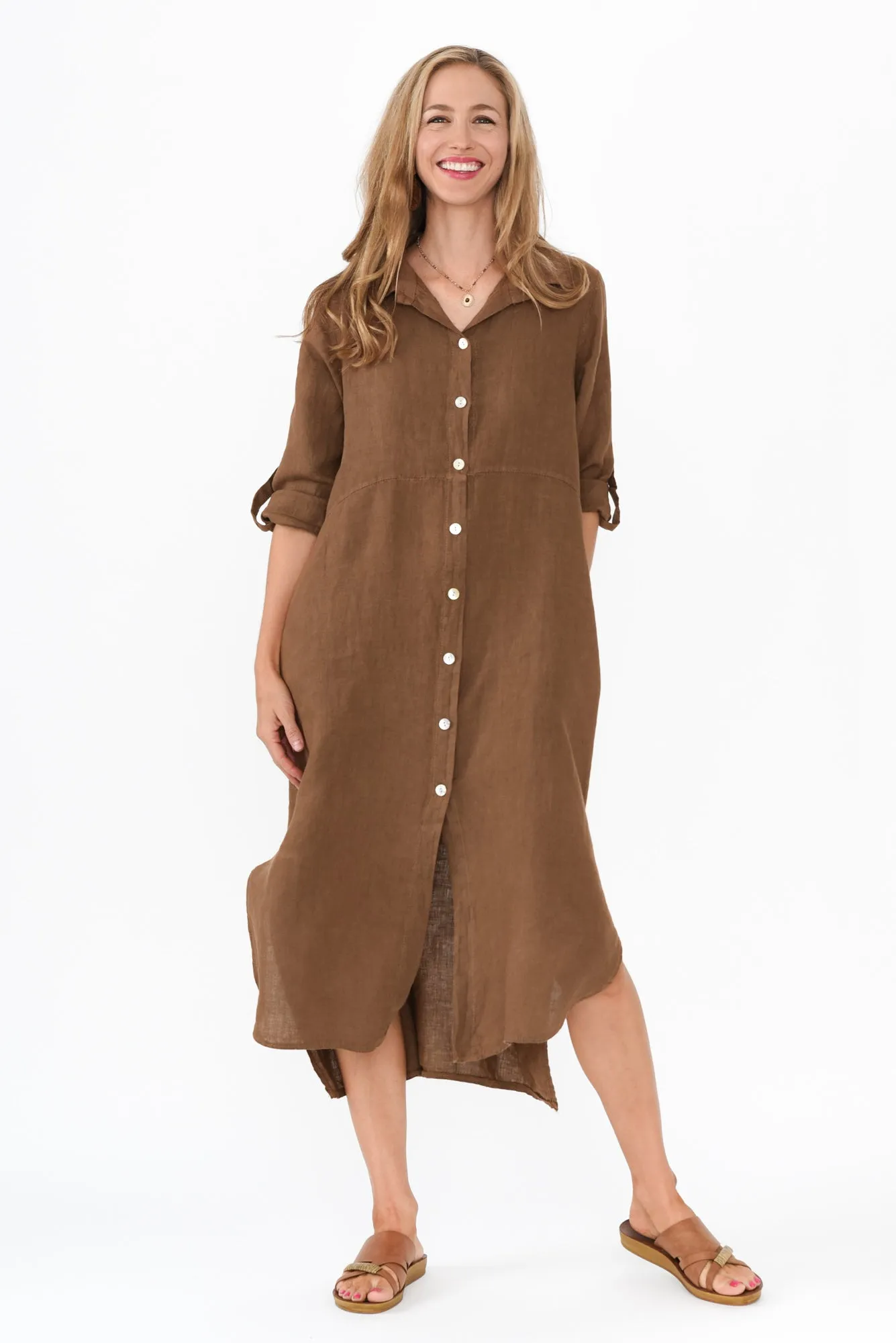 Elin Mocha Linen Shirt Dress sold by Blue Bungalow product image thumbnail 2