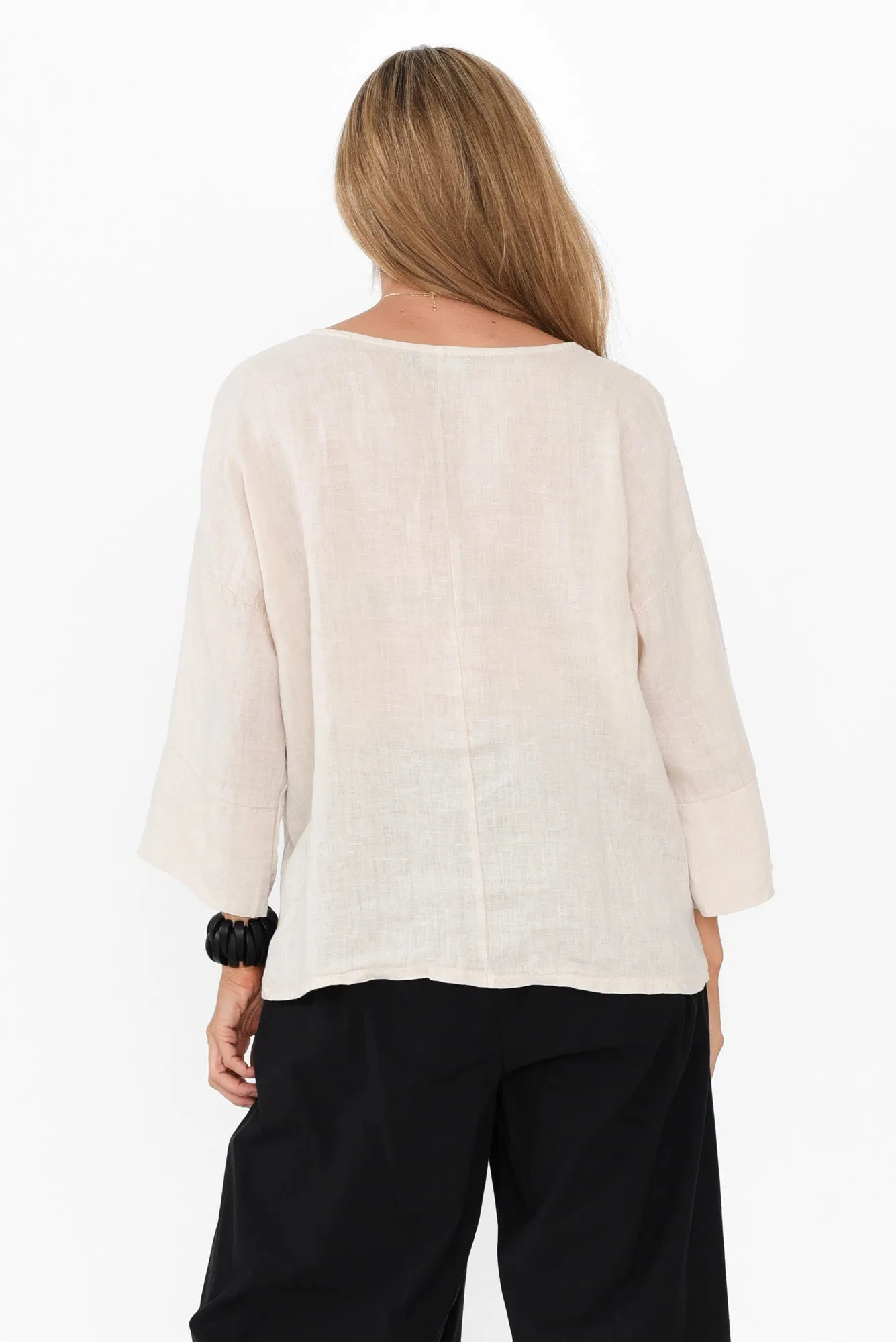Tayte Natural Linen Button Top sold by Blue Bungalow product image thumbnail 4