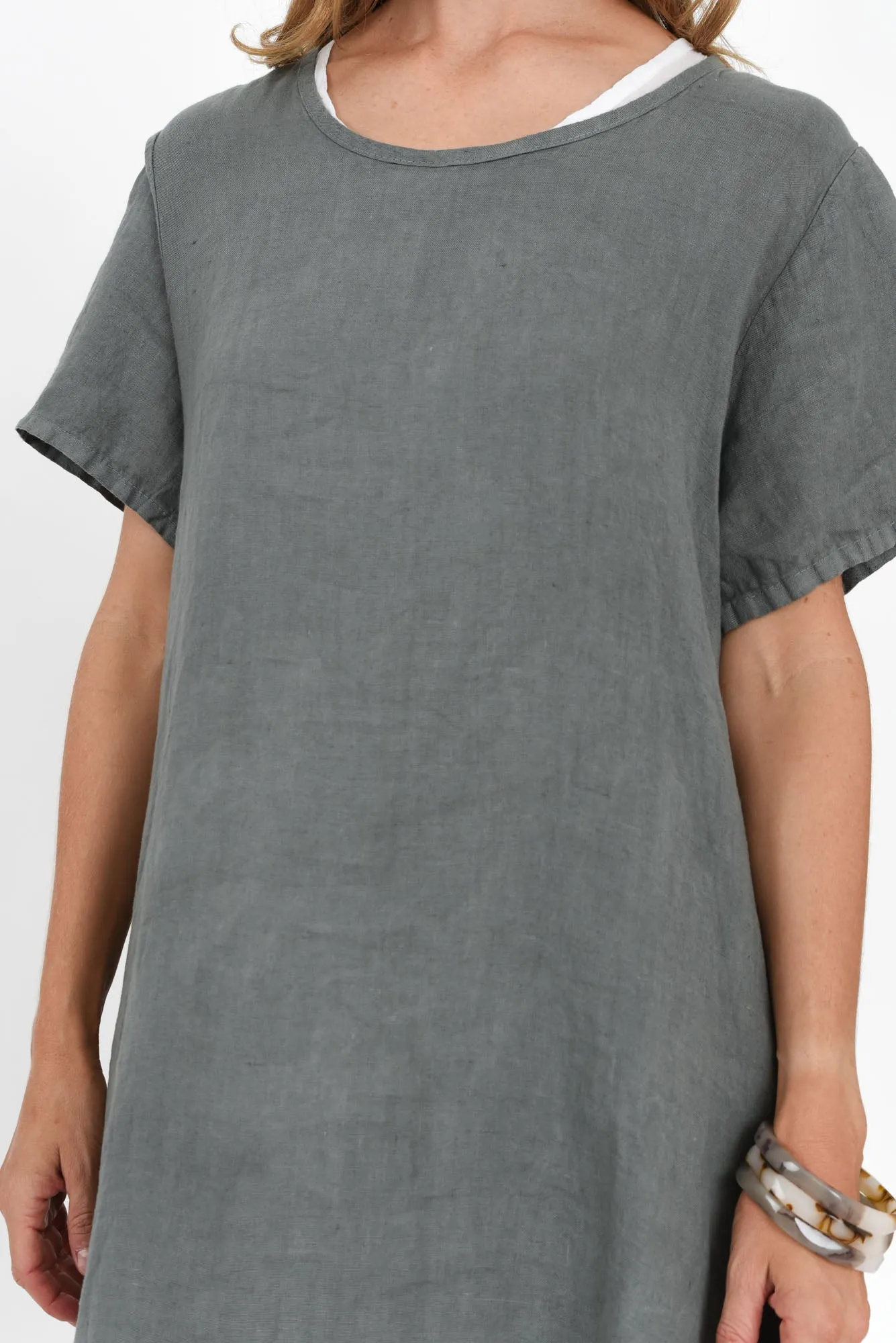 Wylie Grey Contrast Linen Layer Dress sold by Blue Bungalow product image thumbnail 5