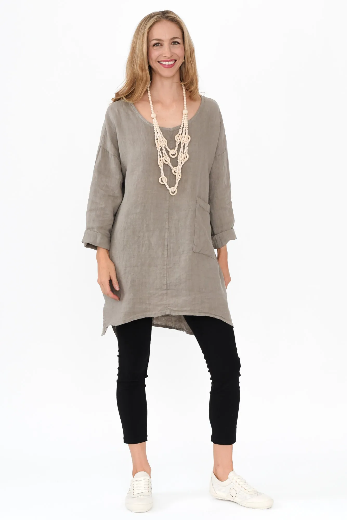 Holly Taupe Linen Pocket Tunic sold by Blue Bungalow product image thumbnail 2
