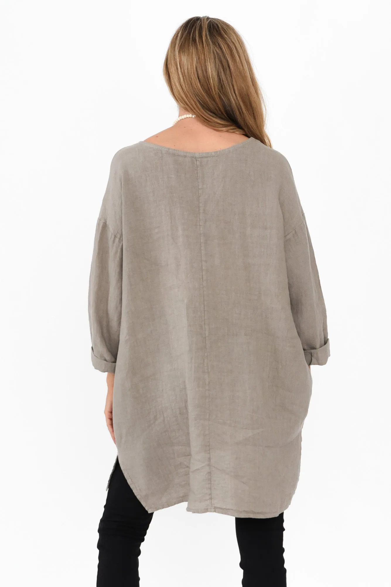 Holly Taupe Linen Pocket Tunic sold by Blue Bungalow product image thumbnail 4