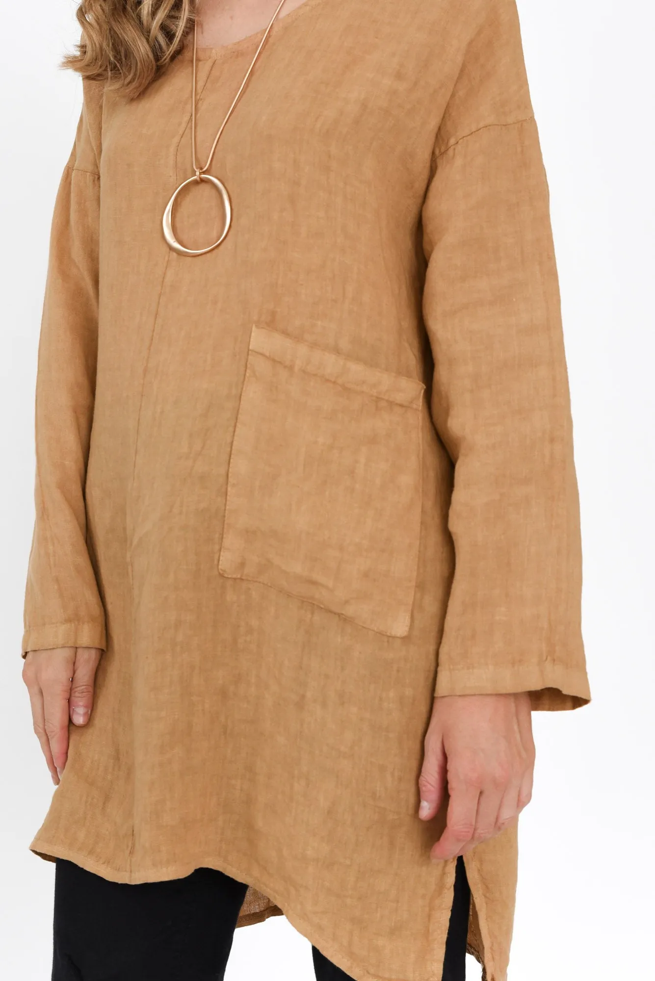 Holly Camel Linen Pocket Tunic sold by Blue Bungalow product image thumbnail 5
