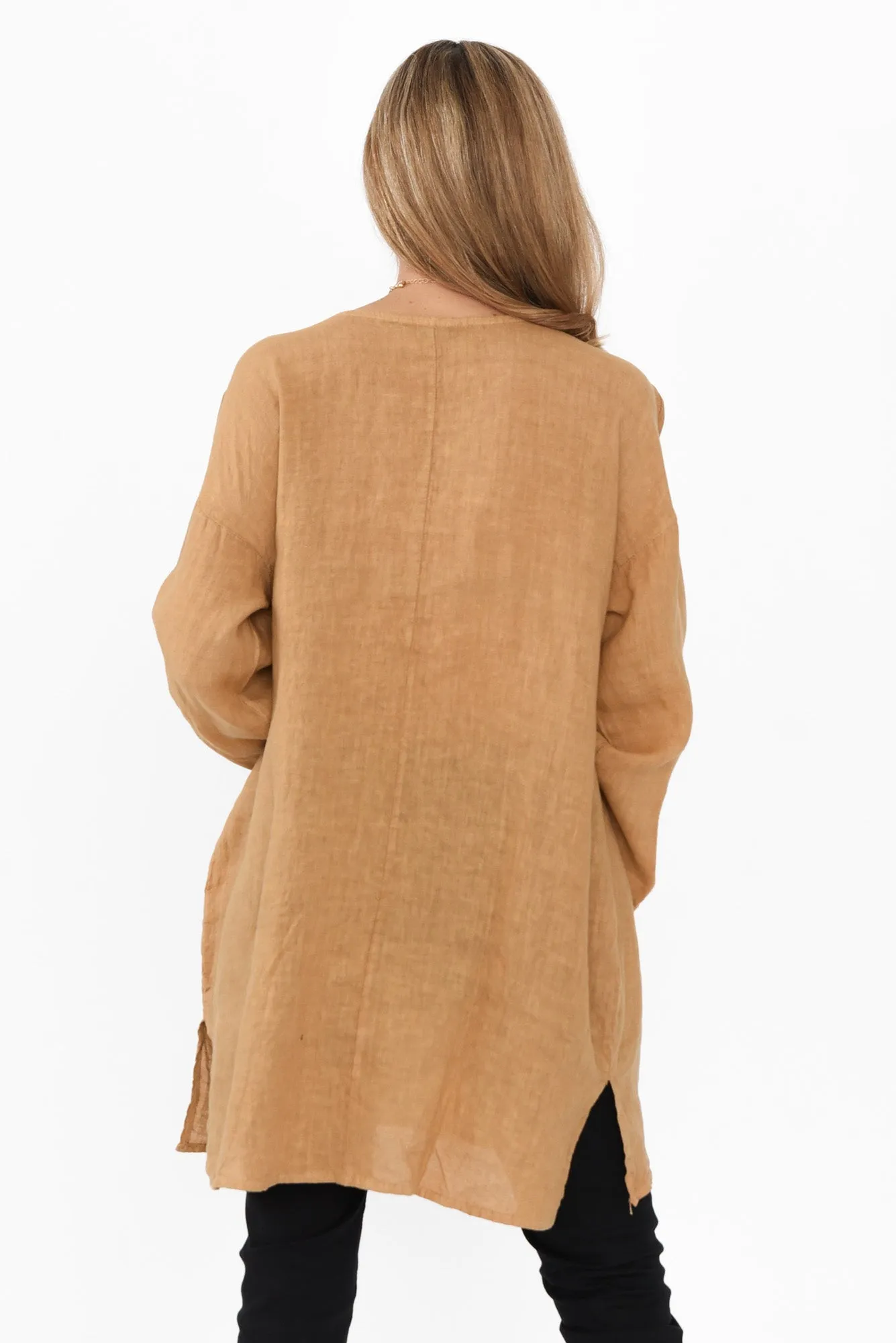 Holly Camel Linen Pocket Tunic sold by Blue Bungalow product image thumbnail 4