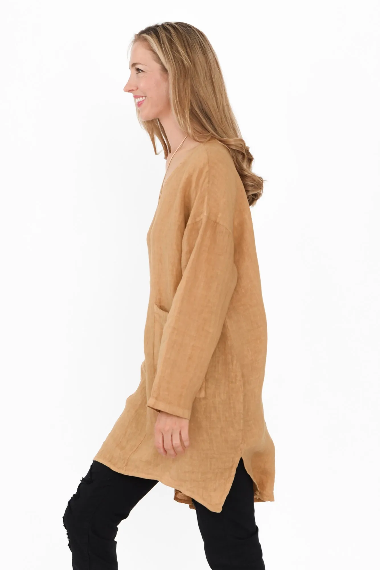 Holly Camel Linen Pocket Tunic sold by Blue Bungalow product image thumbnail 3