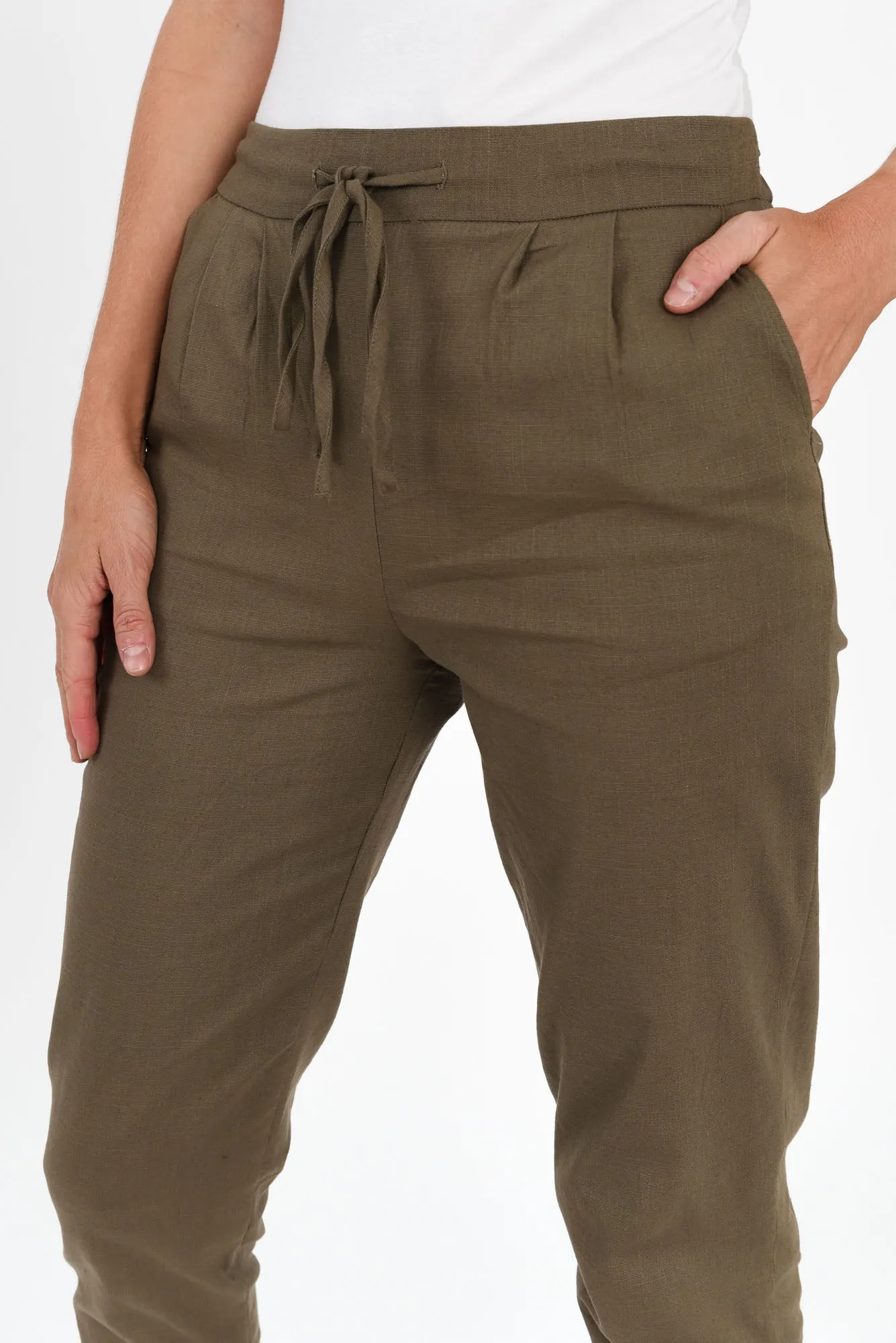Montgomery Khaki Drawstring Pants sold by Blue Bungalow product image thumbnail 3