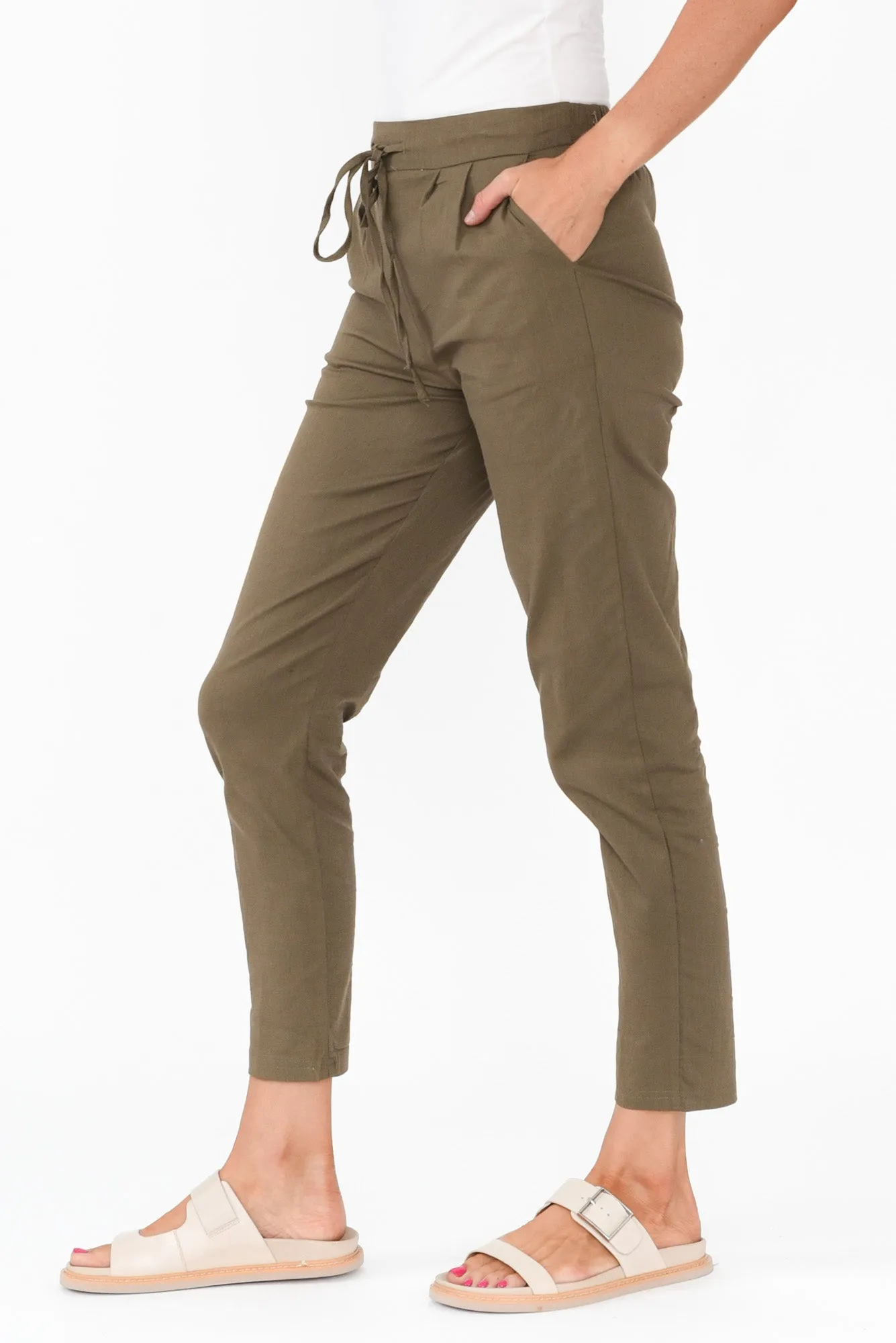 Montgomery Khaki Drawstring Pants sold by Blue Bungalow product image thumbnail 4
