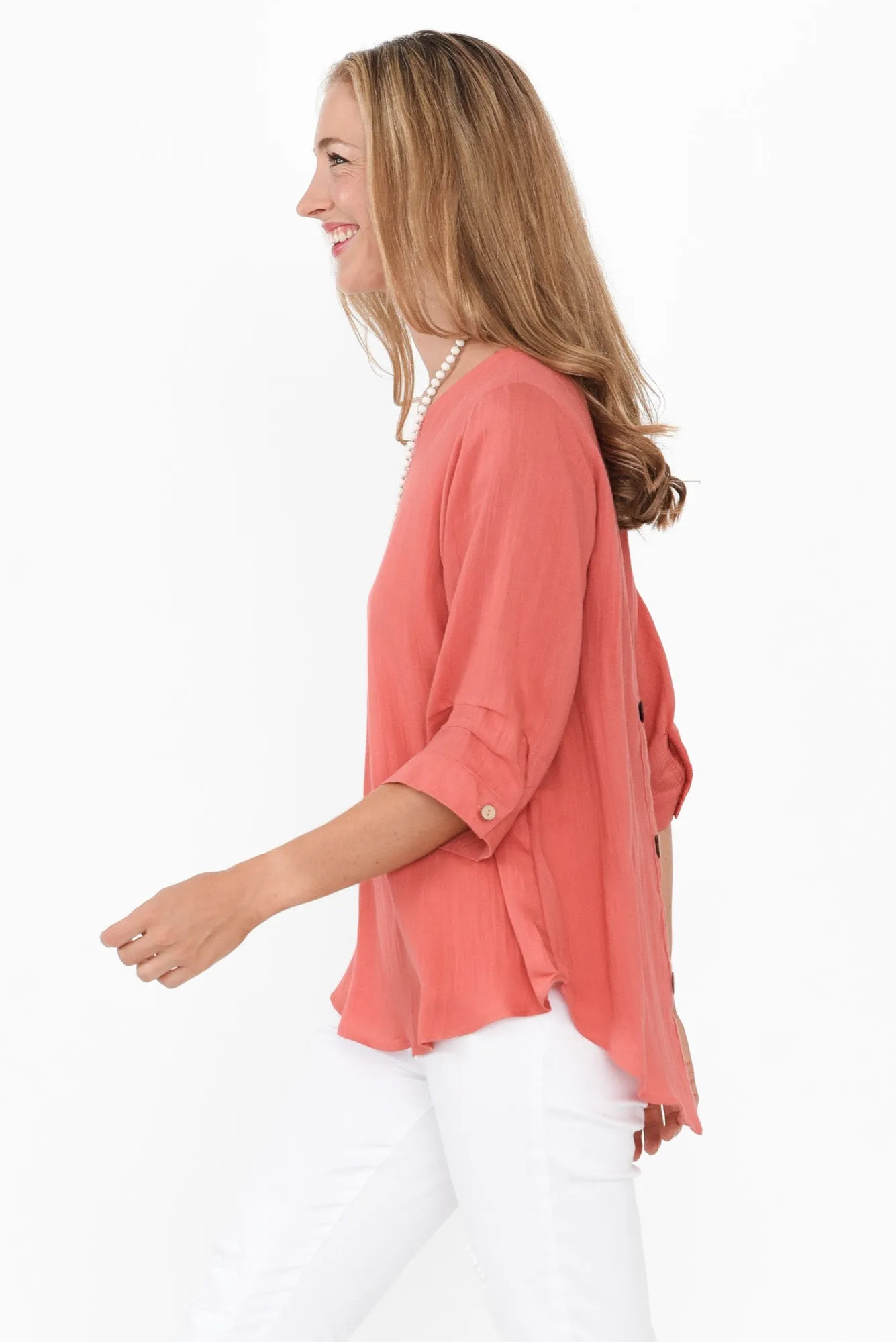 Gomez Peach Button Top sold by Blue Bungalow product image thumbnail 3