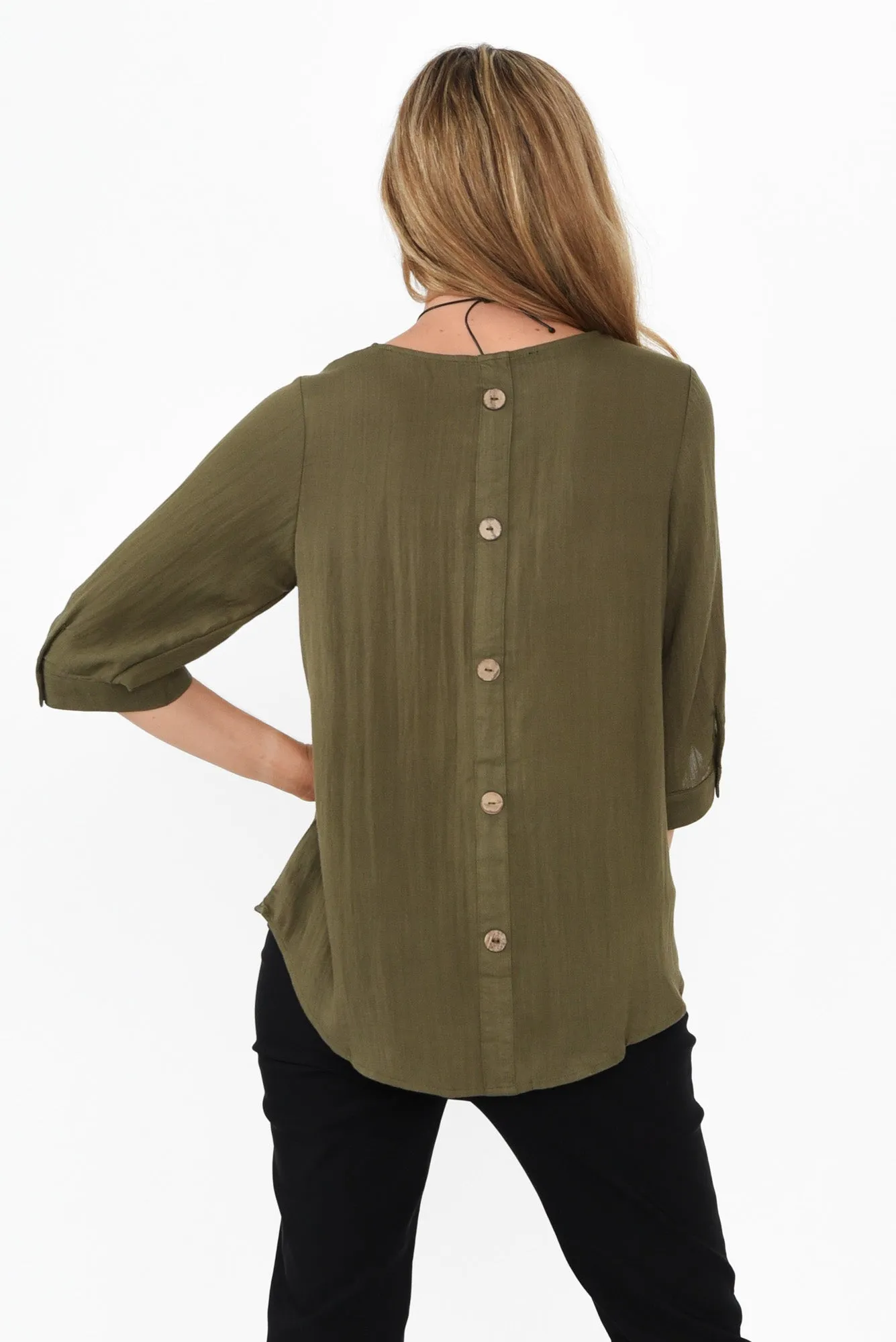 Gomez Khaki Button Top sold by Blue Bungalow product image thumbnail 4