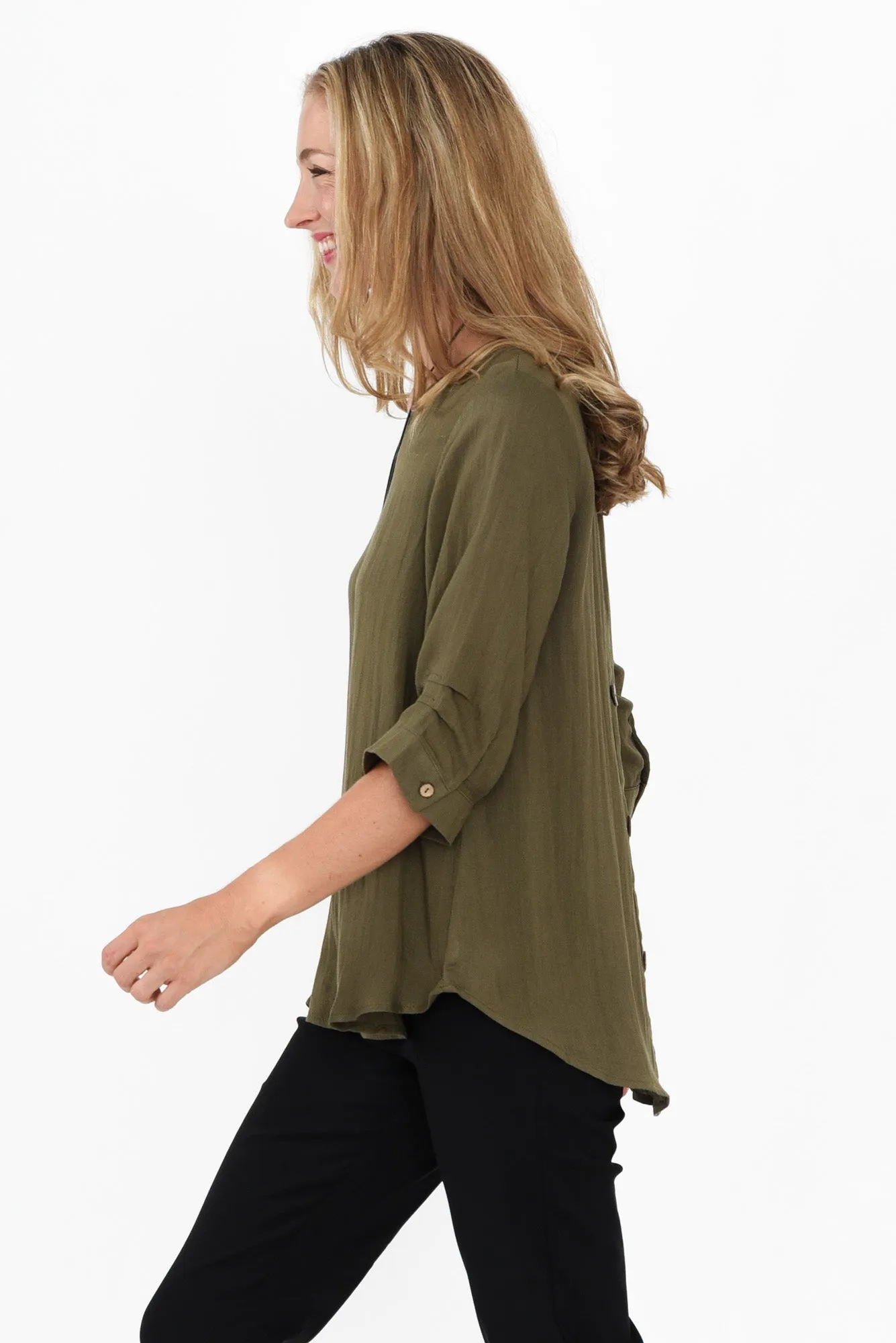 Gomez Khaki Button Top sold by Blue Bungalow product image thumbnail 3