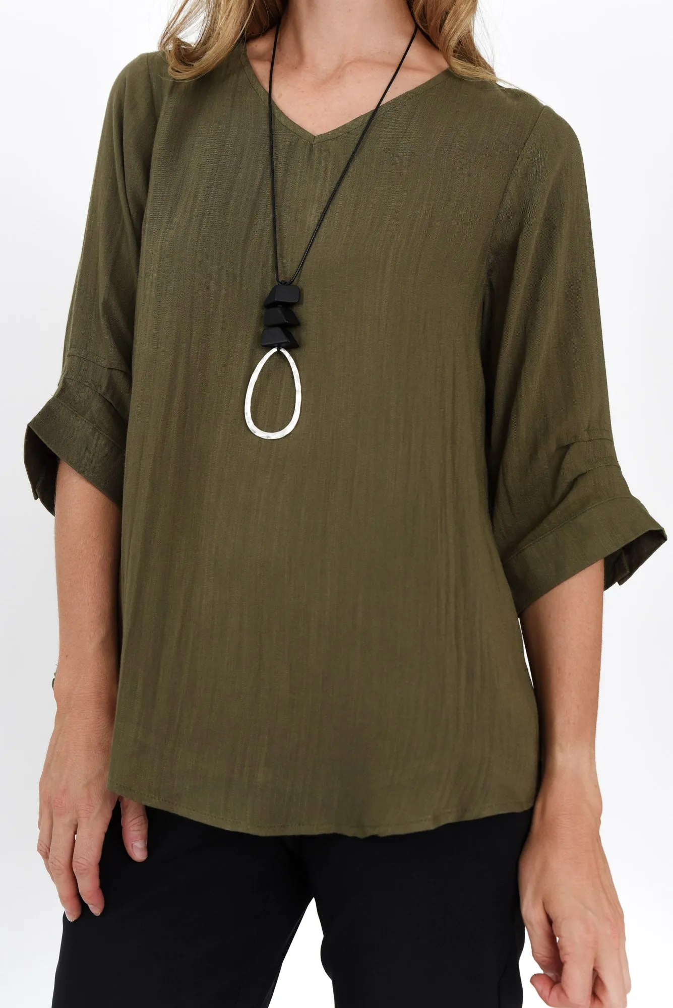 Gomez Khaki Button Top sold by Blue Bungalow product image thumbnail 5