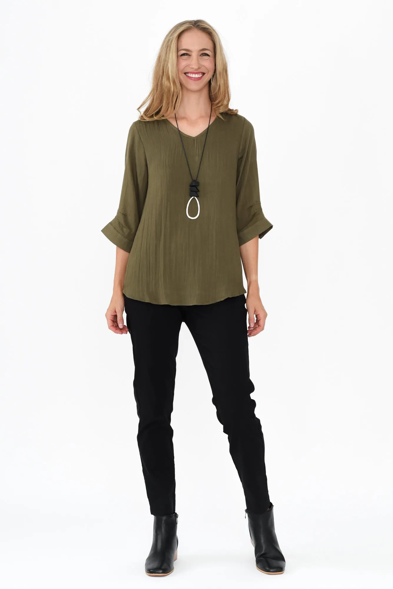 Gomez Khaki Button Top sold by Blue Bungalow product image thumbnail 2