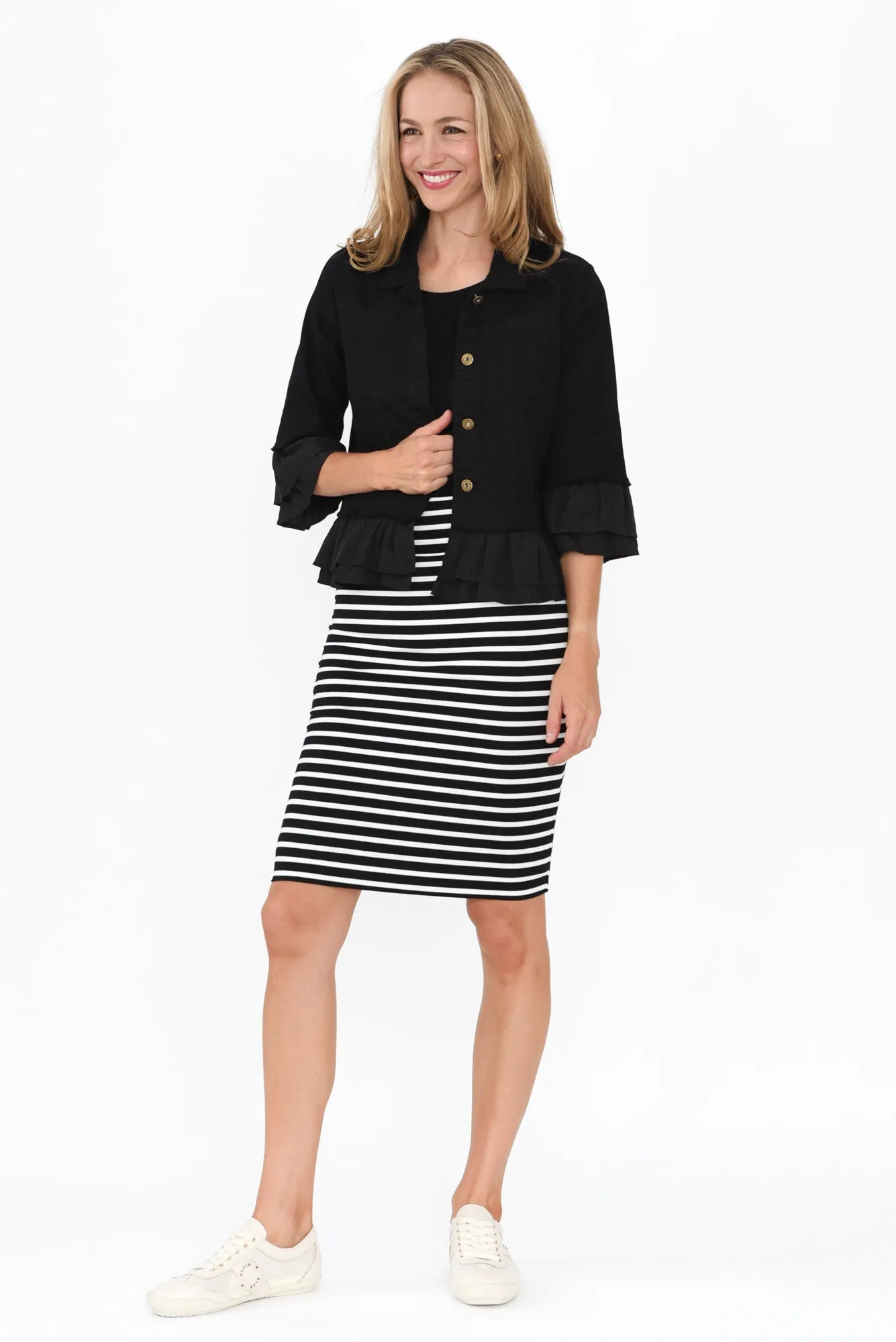 Dolores Black Cotton Frill Jacket sold by Blue Bungalow product image thumbnail 2