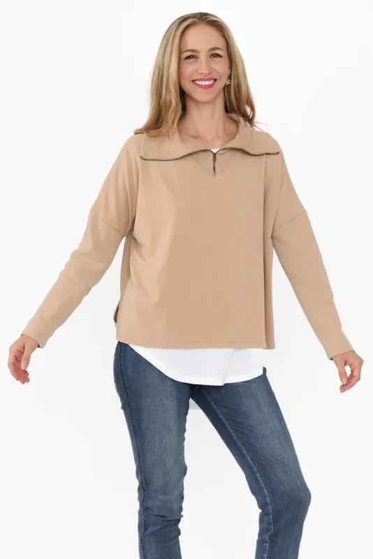 Etna Mocha Half Zip Sweatshirt sold by Blue Bungalow