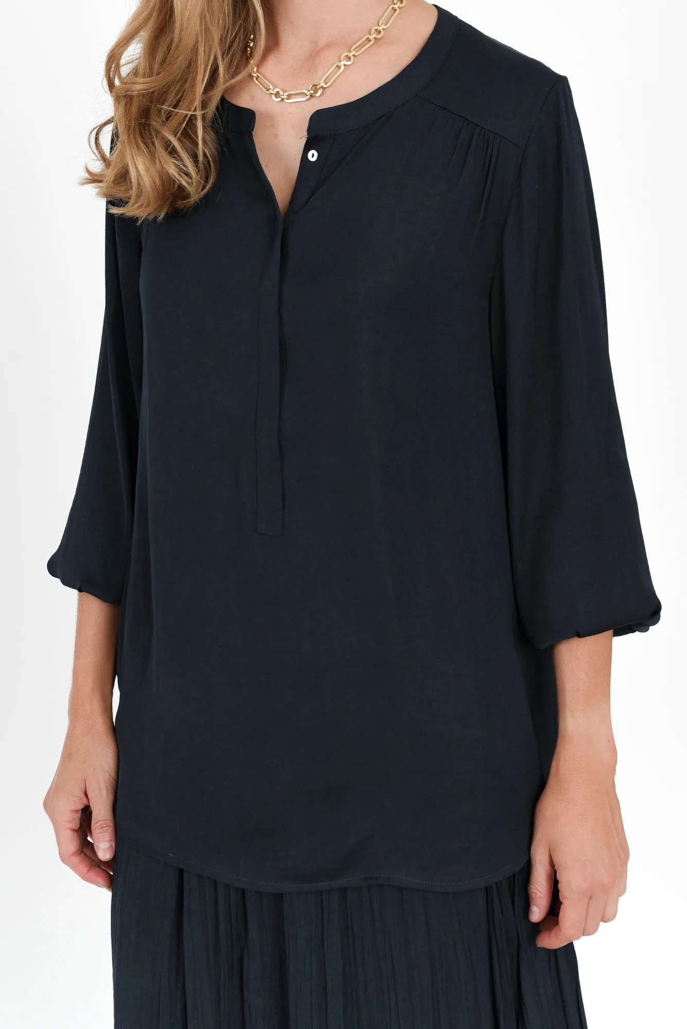 Luxe Navy Gloss Tunic sold by Blue Bungalow product image thumbnail 5