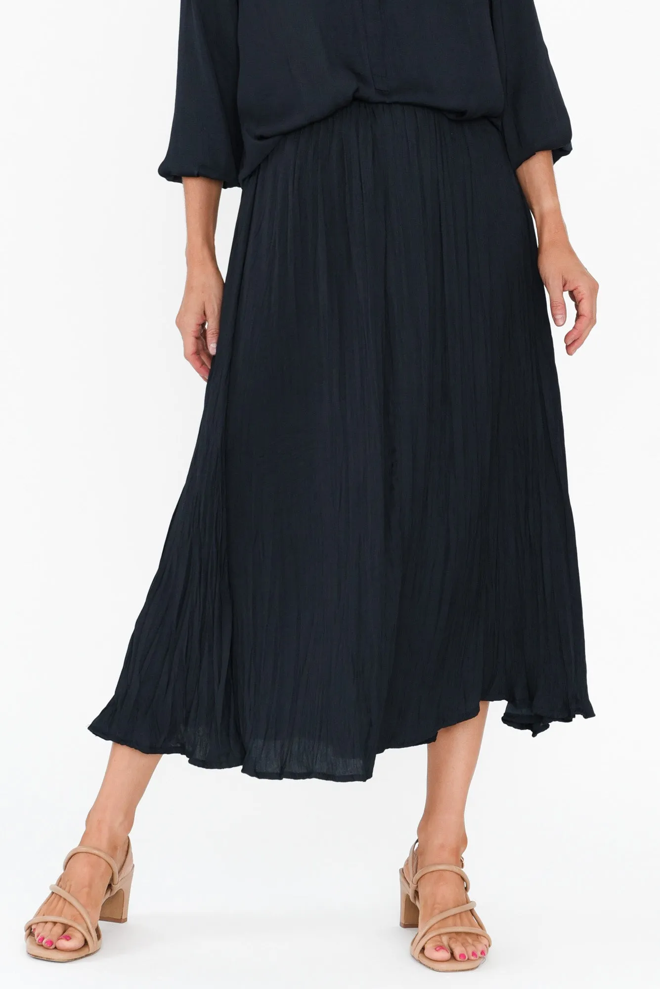 Kiko Navy Crinkle Skirt sold by Blue Bungalow