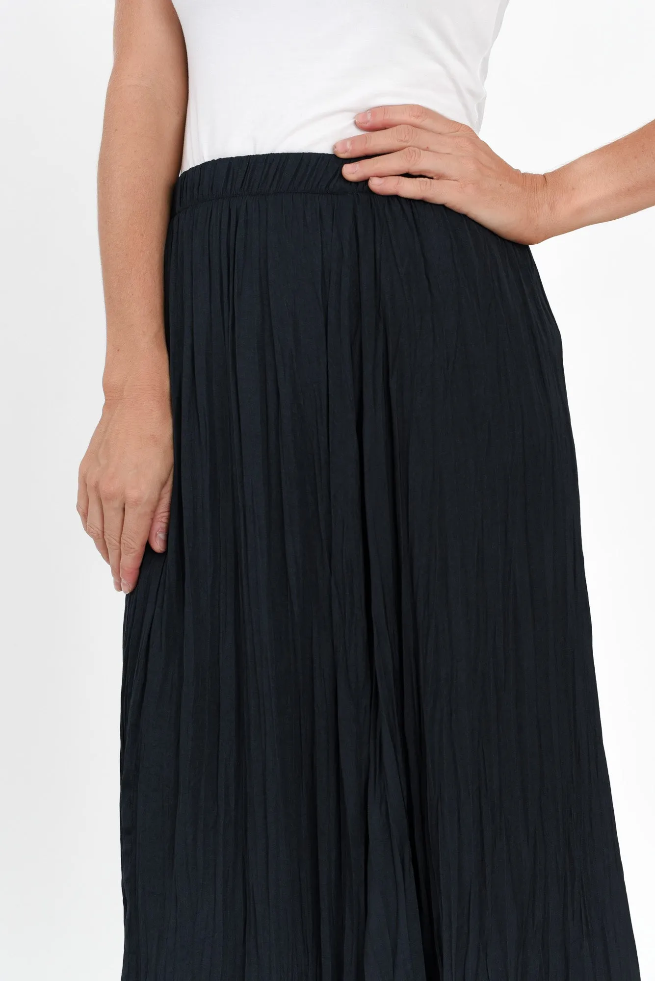 Kiko Navy Crinkle Skirt sold by Blue Bungalow product image thumbnail 3